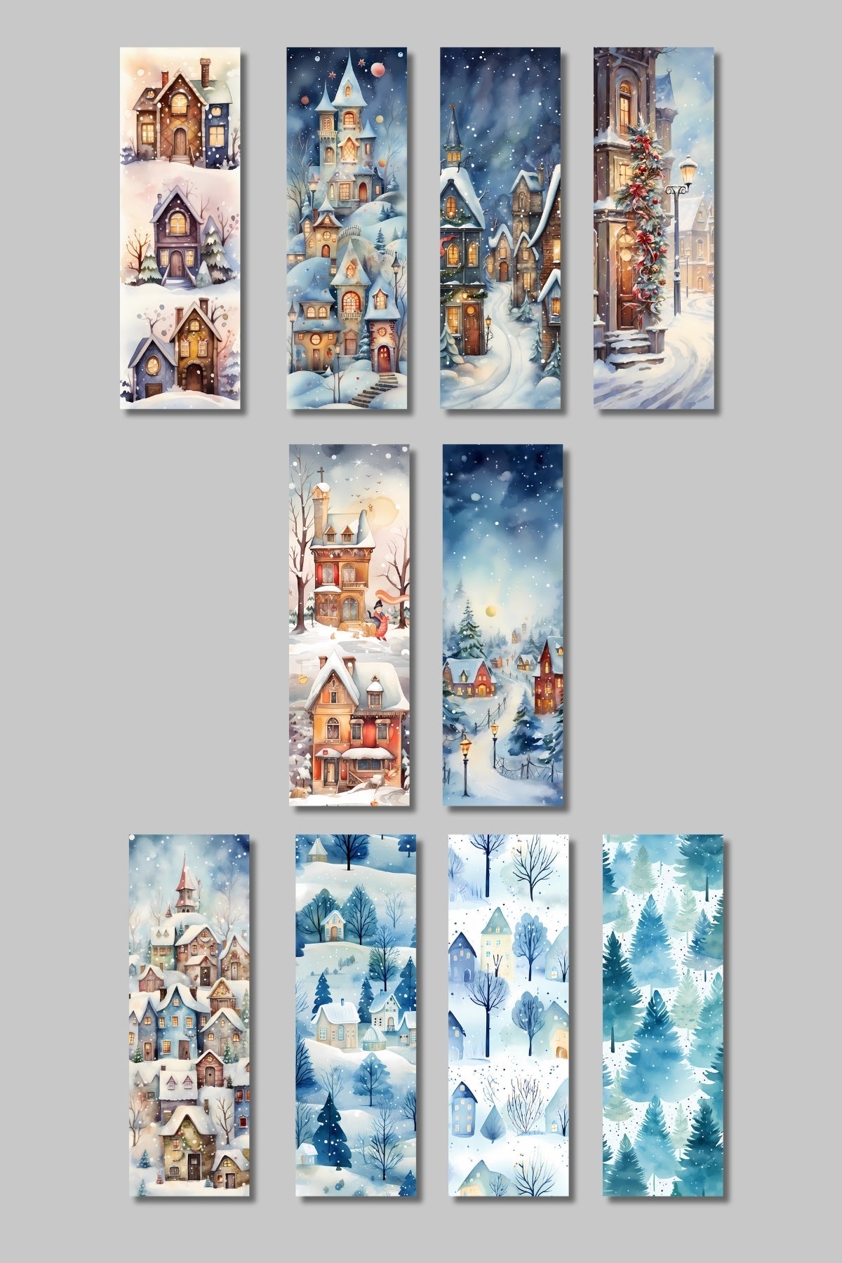 Kış Temalı Tasarım Hediyelik 10'lu Kitap Ayracı Seti