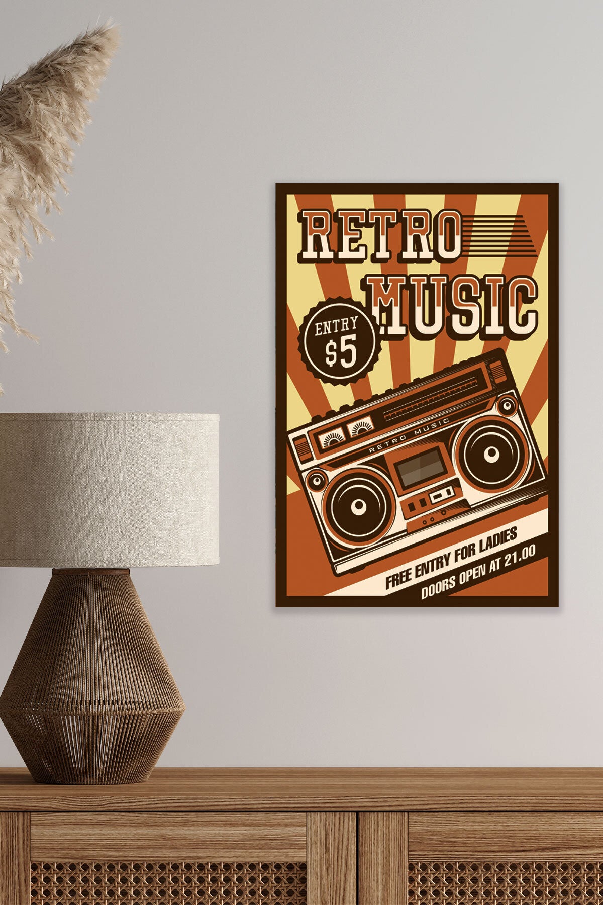 Retro Seksenler Müzik No 3 görselli 18x27 cm MDF ahşap duvar tablosu