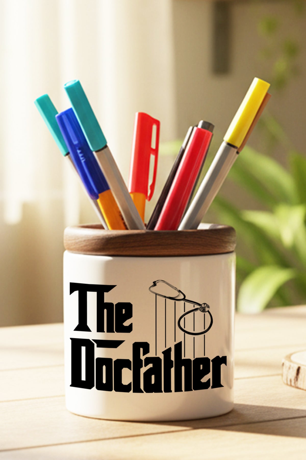 The Docfather Baskılı Komik Gotfather Esprili Doktor Sağlık Çalışanı Hediyesi tasarımlı seramik kalemlik