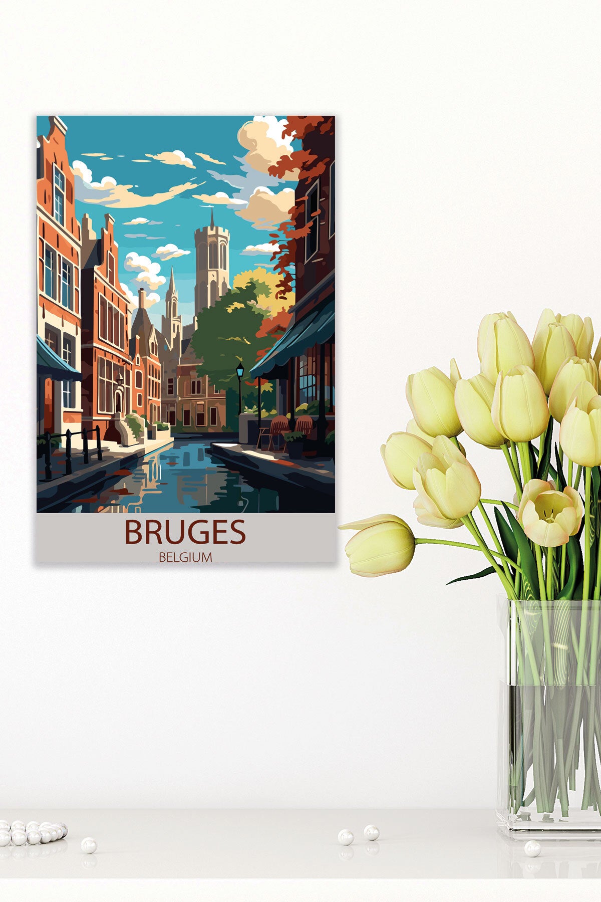 Bruges görselli 18x27 cm MDF ahşap duvar tablosu