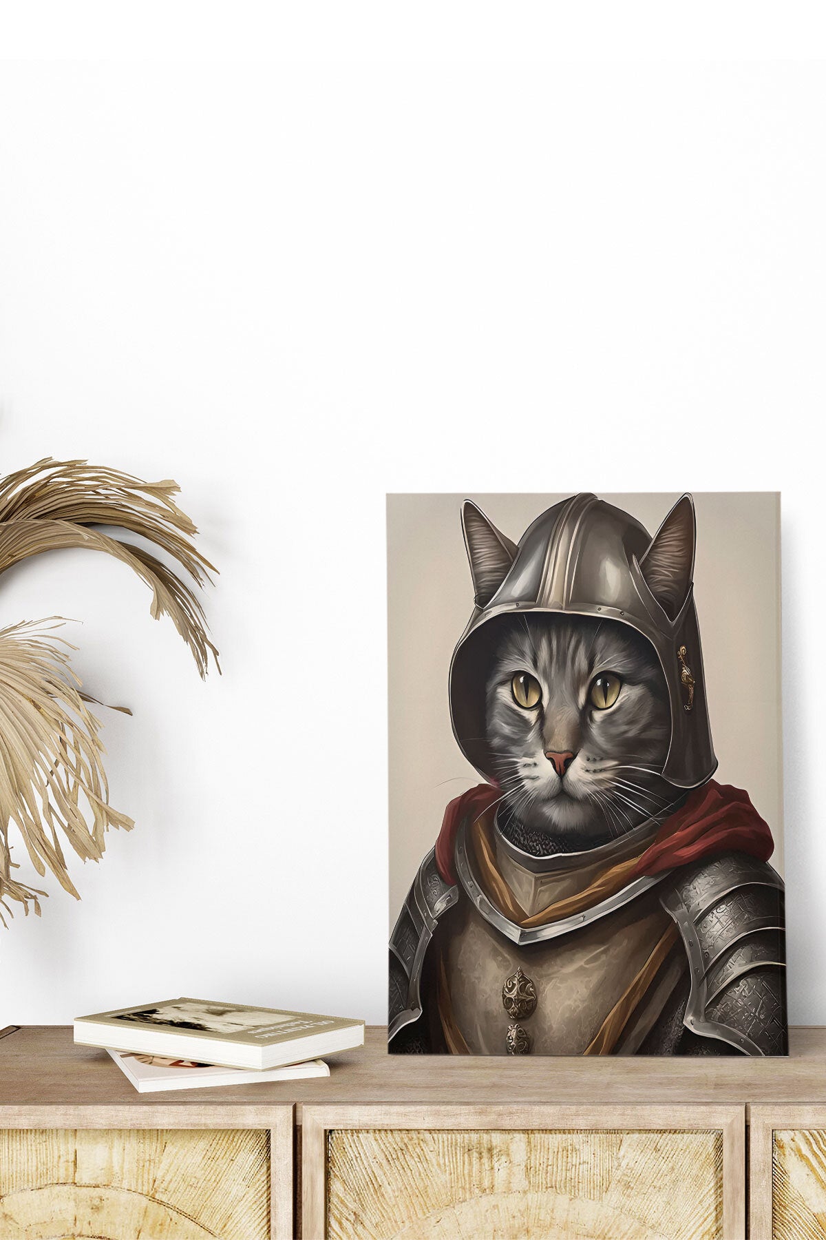 Ortaçağ Kedi temalı No 3 görselli 18x27 cm MDF ahşap duvar tablosu