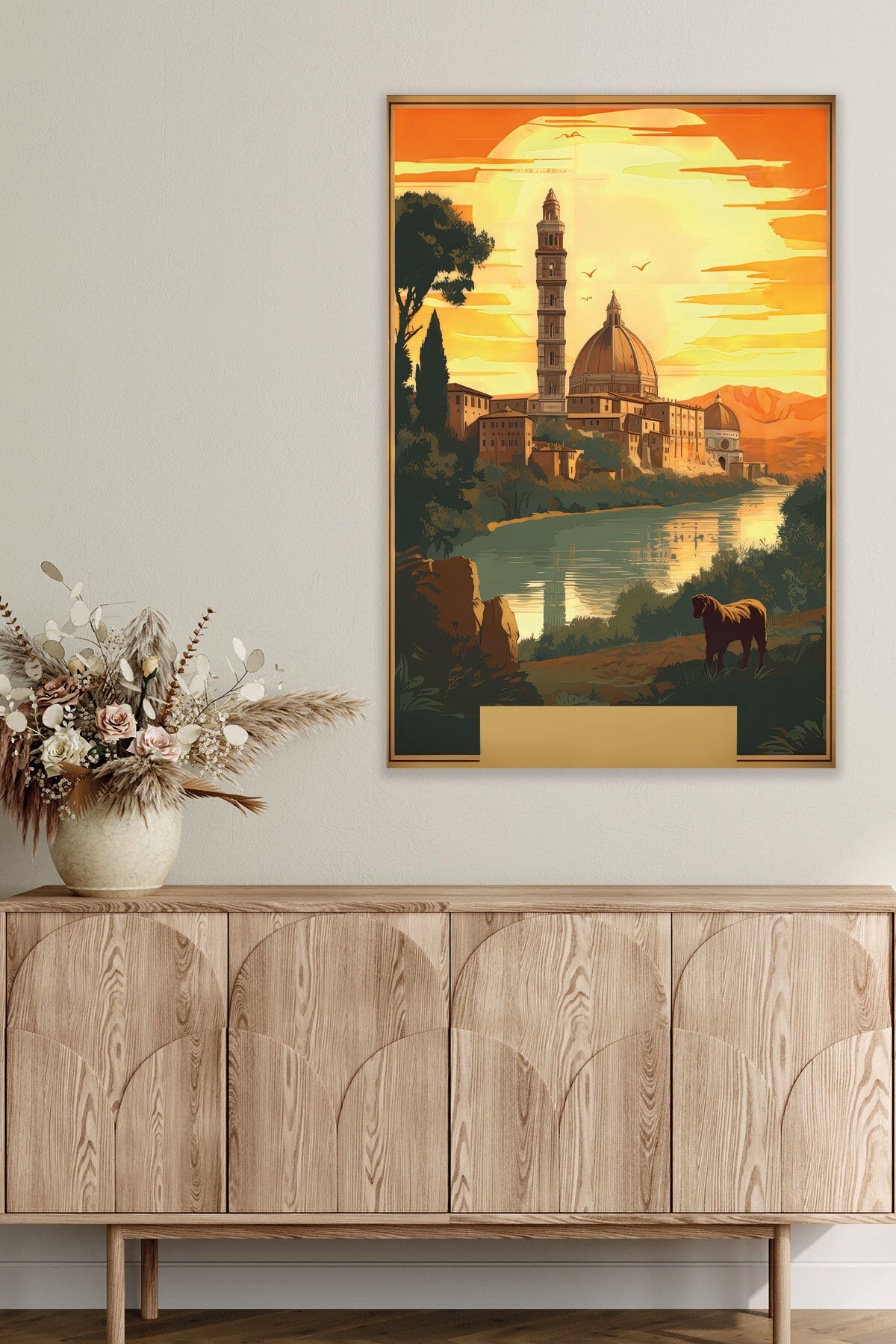 Retro İtalya temalı No 9 görselli 18x27 cm MDF ahşap duvar tablosu