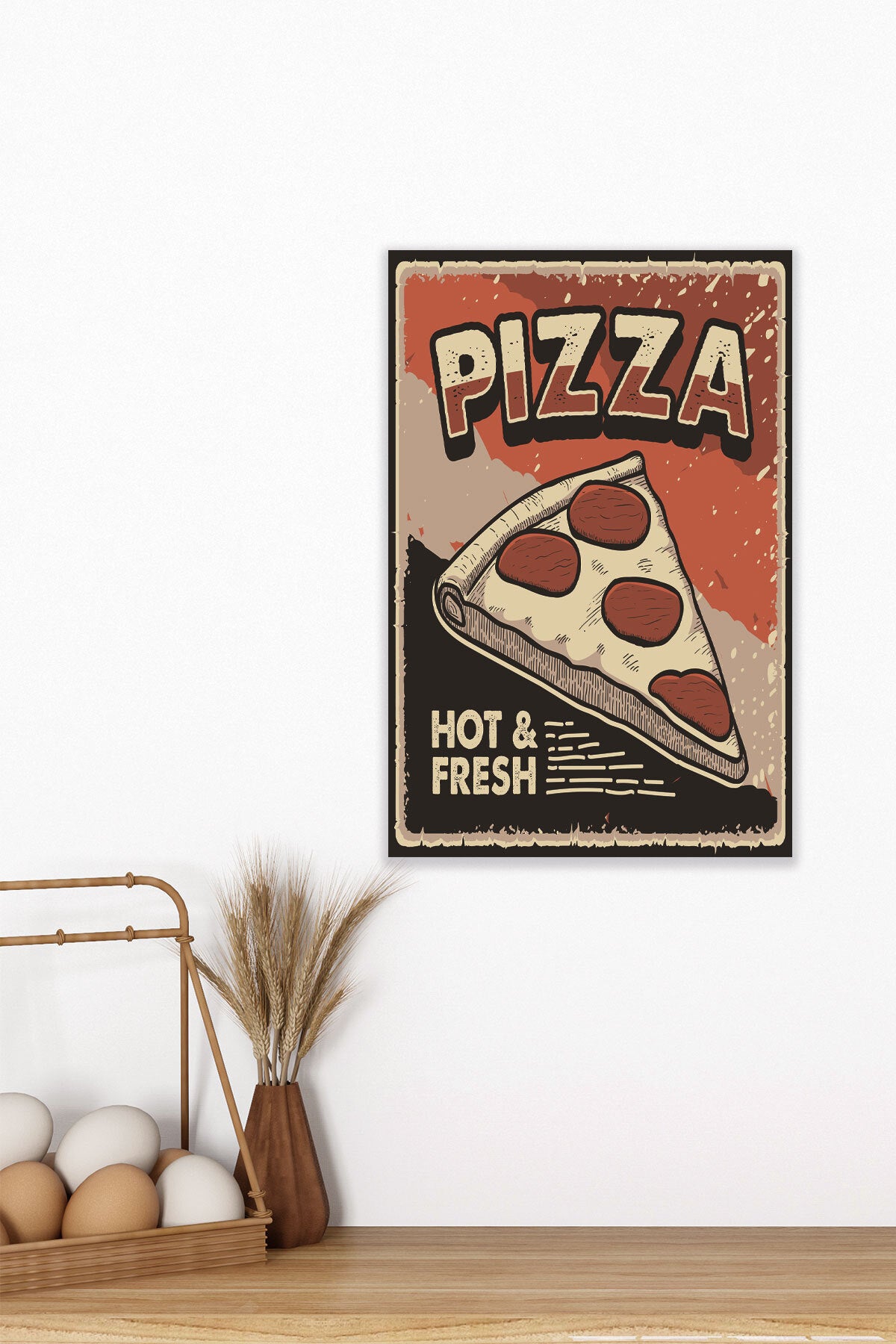 Retro Pizza Mutfak Dekorasyon No 1 görselli 18x27 cm MDF ahşap duvar tablosu