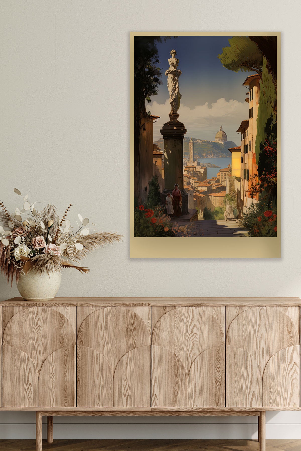 Retro İtalya temalı No 5 görselli 18x27 cm MDF ahşap duvar tablosu