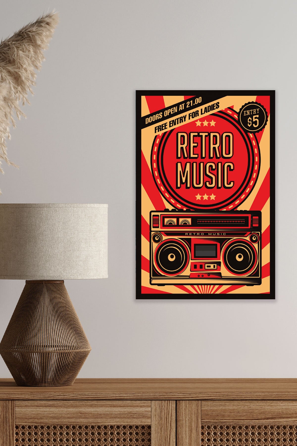 Retro Seksenler Müzik No 4 görselli 18x27 cm MDF ahşap duvar tablosu