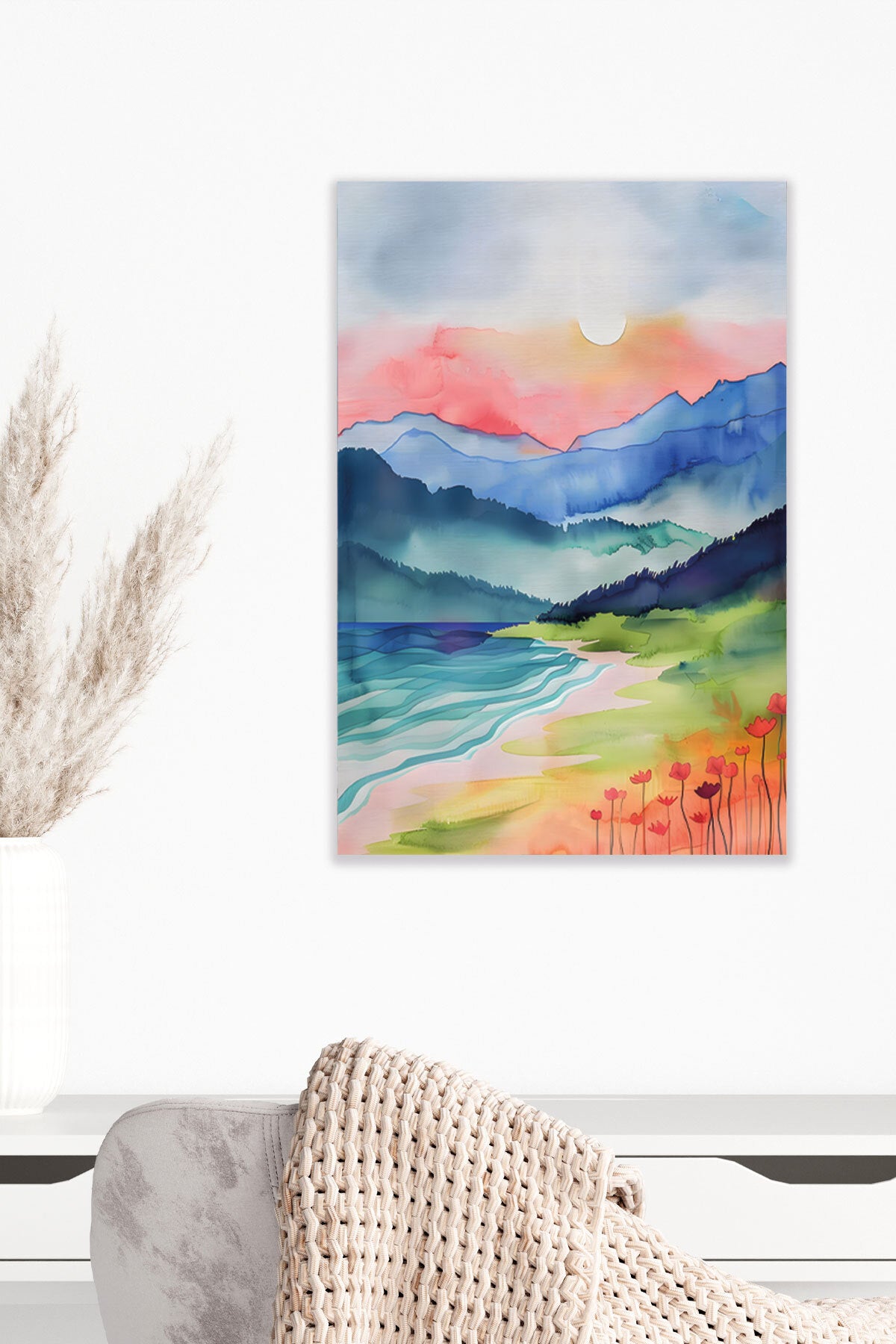 Yağlı Boya Görünümlü Retro Manzara temalı No 2 görselli 18x27 cm MDF ahşap duvar tablosu