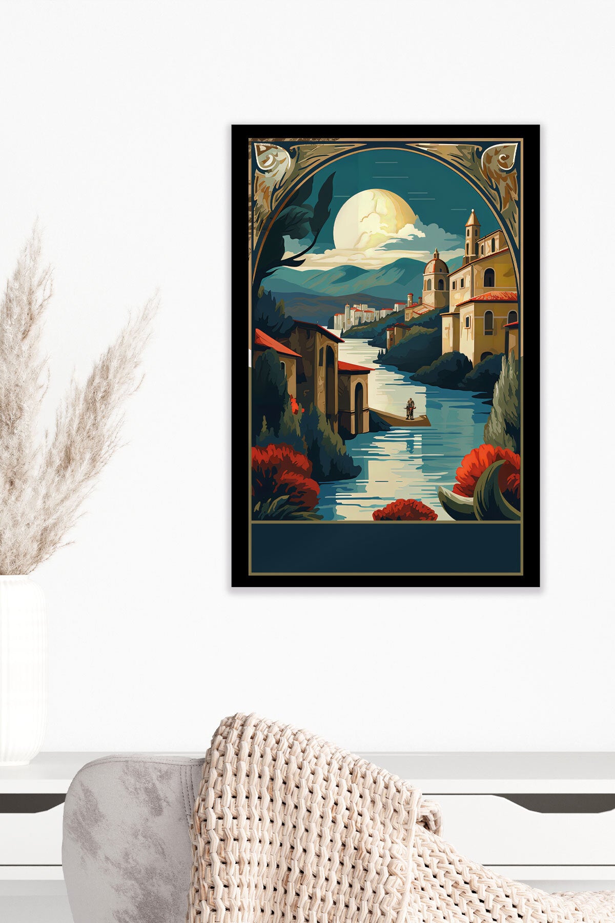 Retro İtalya temalı No 11 görselli 18x27 cm MDF ahşap duvar tablosu