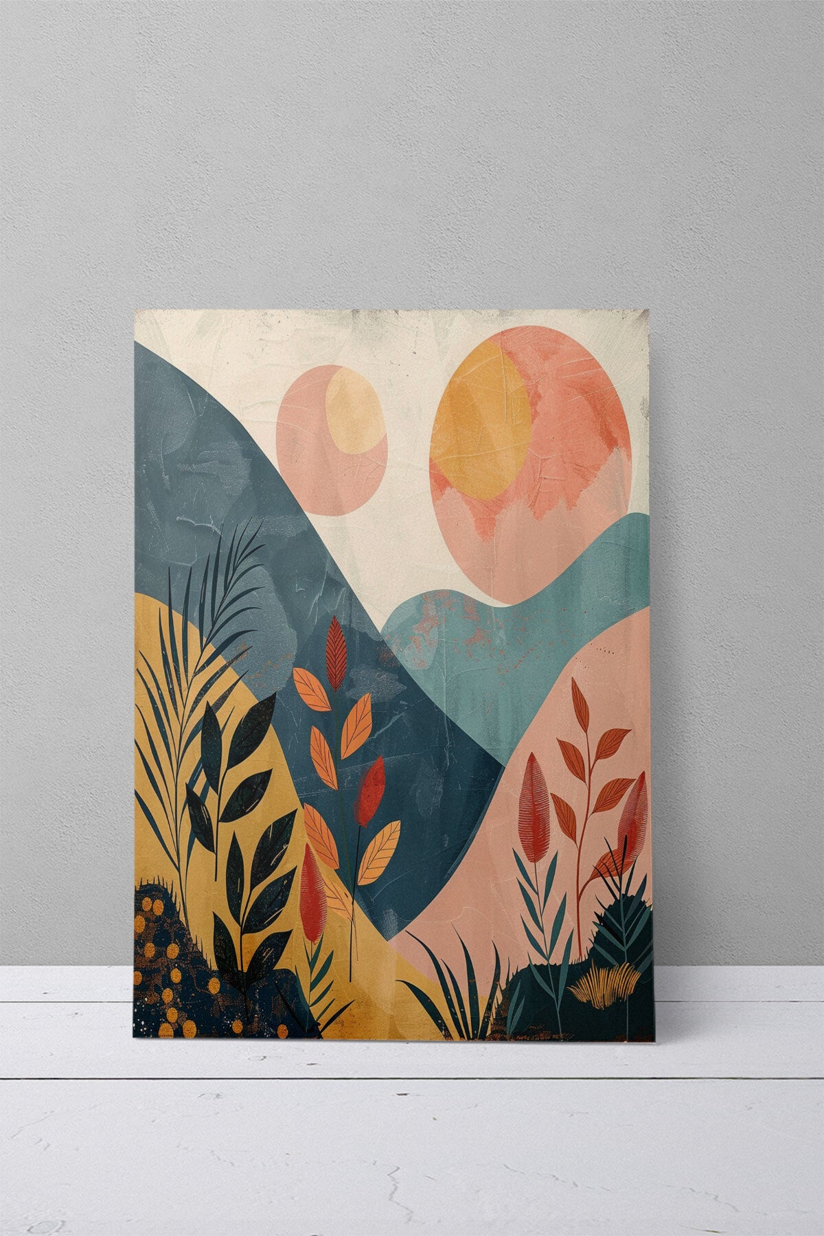 Bohem Doğa temalı No 11 görselli 18x27 cm MDF ahşap duvar tablosu
