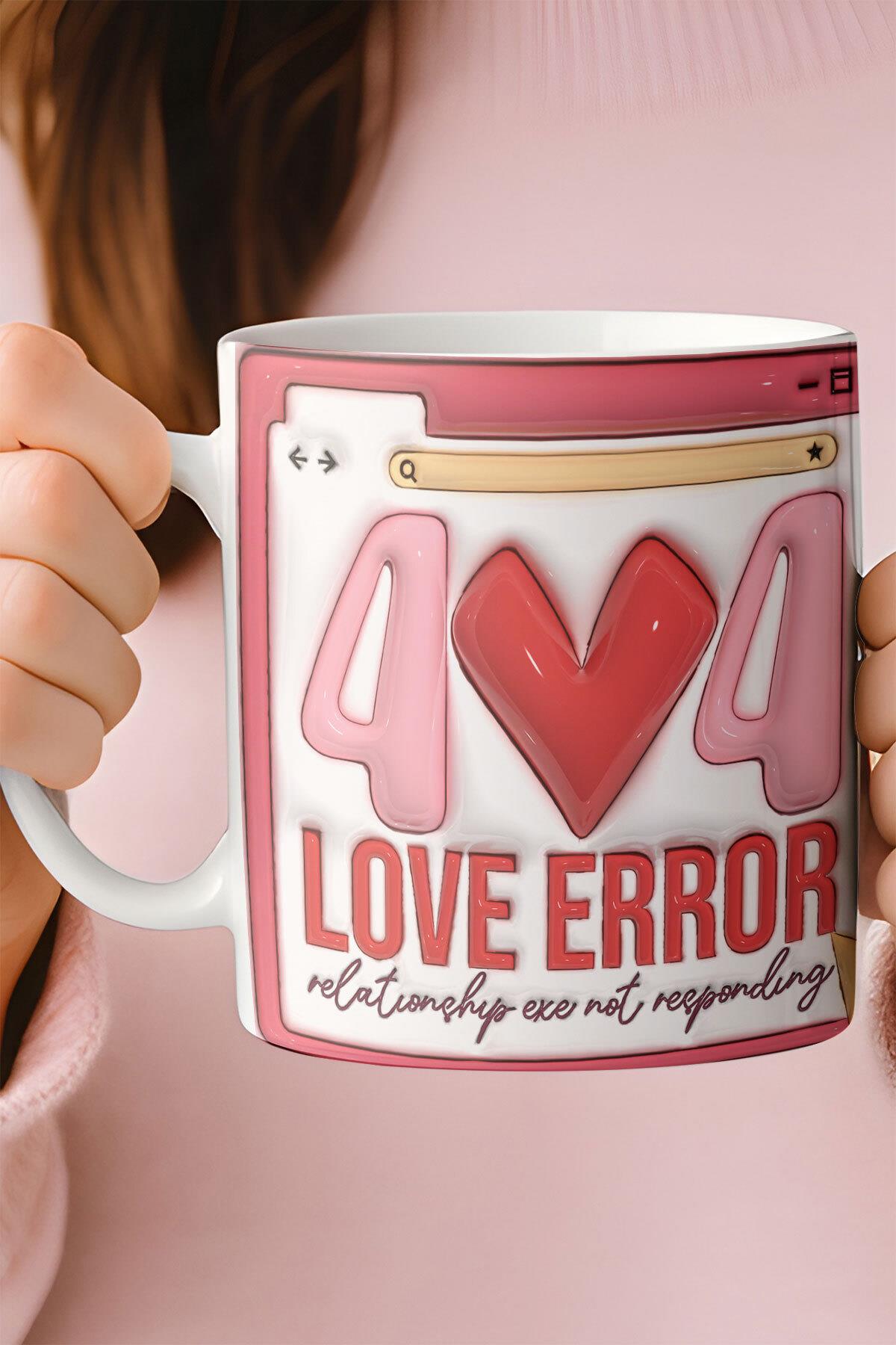 404 Love Error 3D Tasarım Görünümlü Baskılı Kupa Bardak Mug