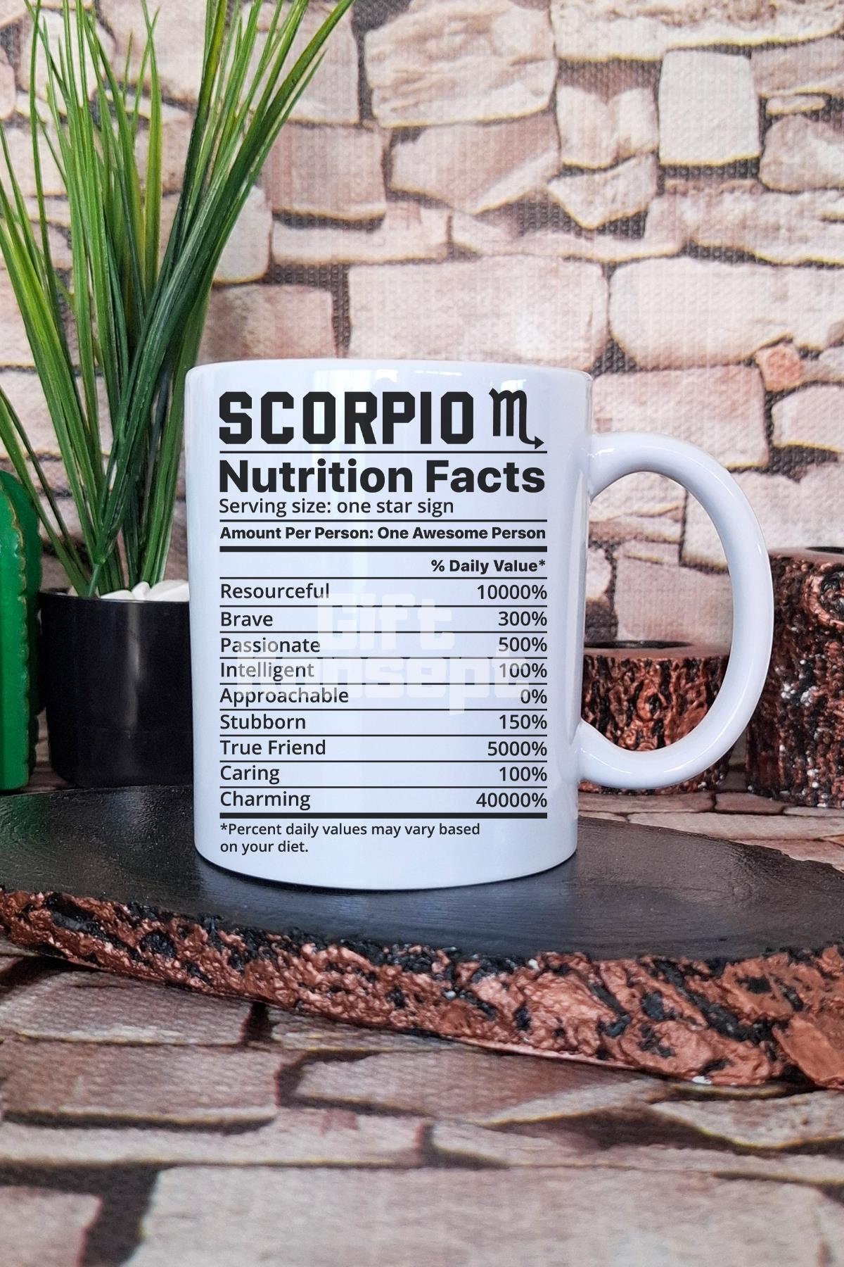 Akrep Burcu "Scorpio nutrition facts" Komik Hediyelik Baskılı Çay Kahve Sunum Kupa Bardak