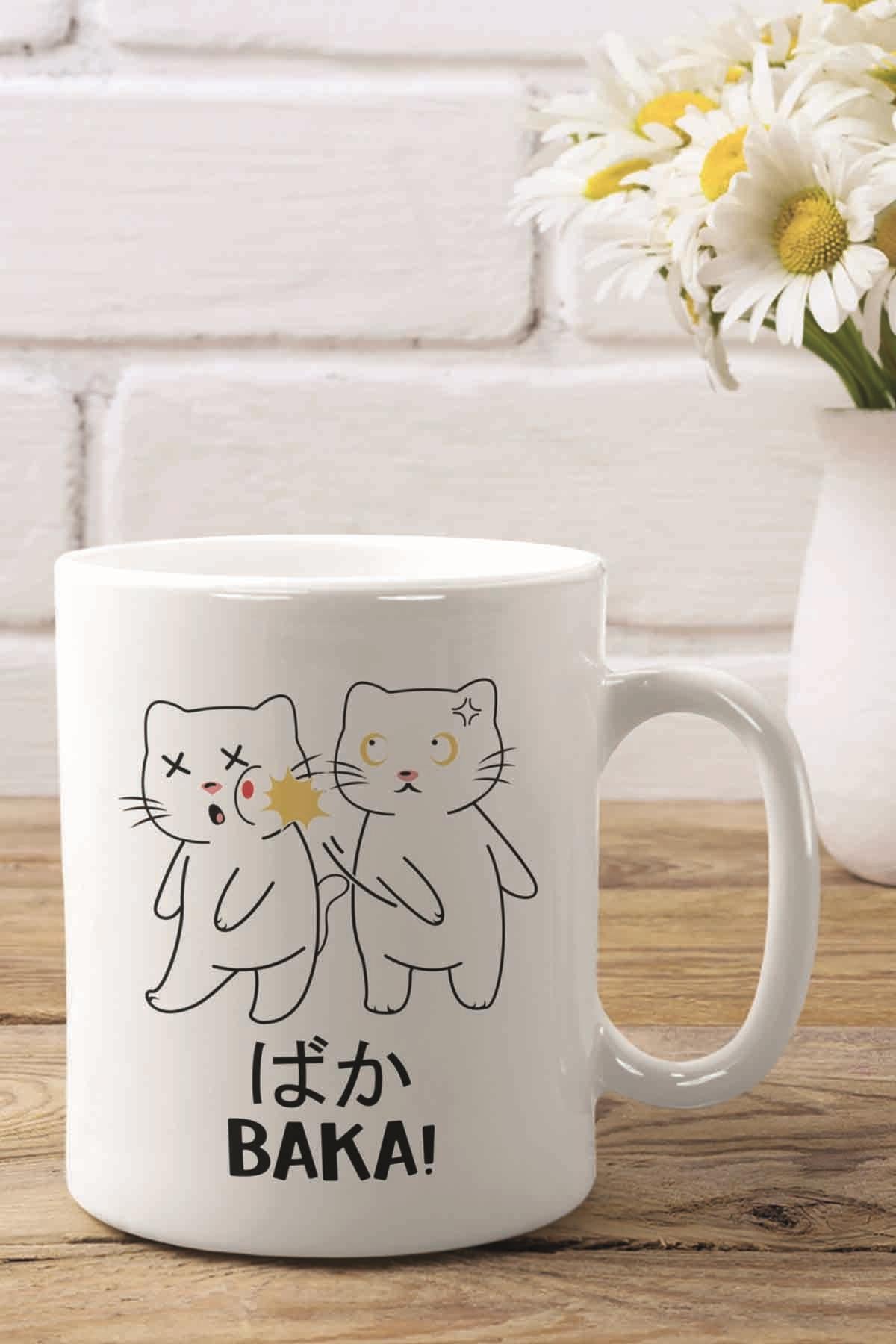 Baka Sevimli Kediler Anime Baskılı Hediyelik Kupa Bardak