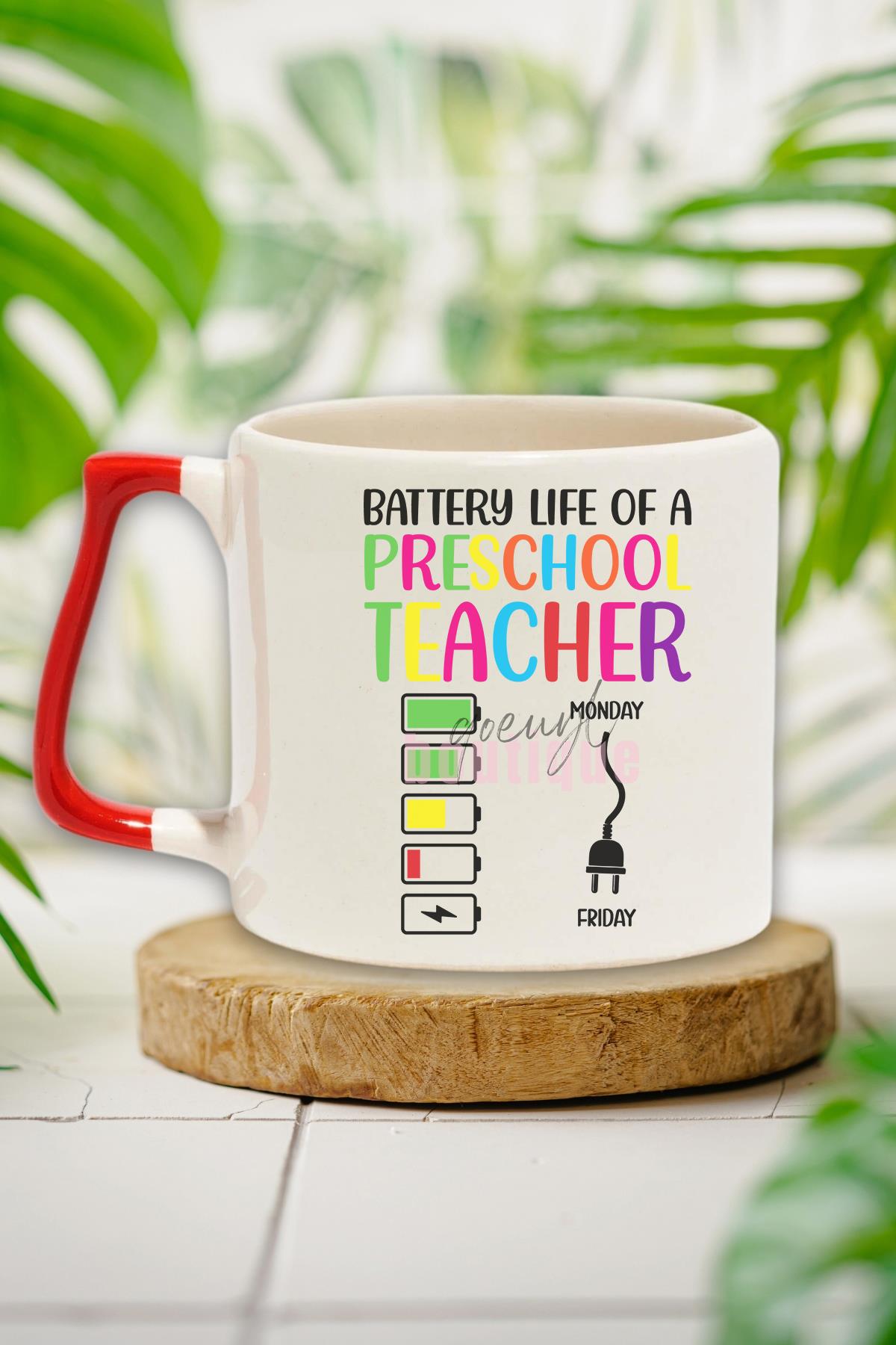 Battery Life Of A Preschool Yazılı Komik Okul Öncesi Hediyelik Kulplu Kupa Bardak