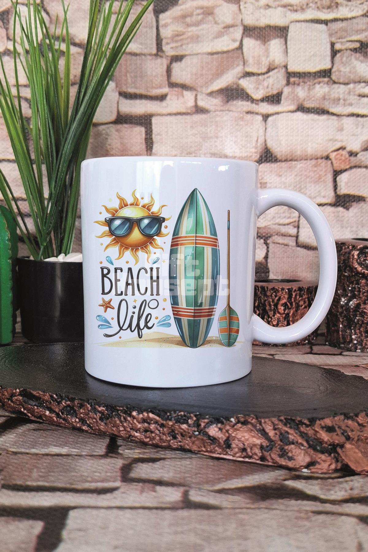Beach Life Baskılı Hediyelik Kupa Bardak
