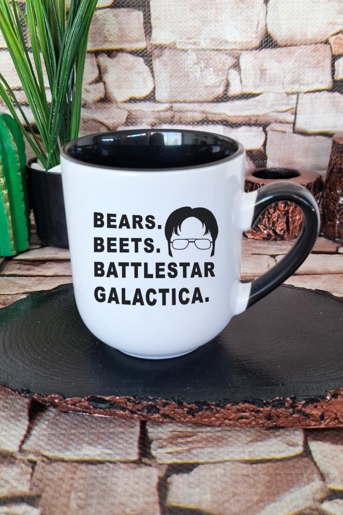 Bears Beets Battlestar Galactica Dwight The Office Baskılı İçi ve Kulpu Siyah Premium Kupa Bardak