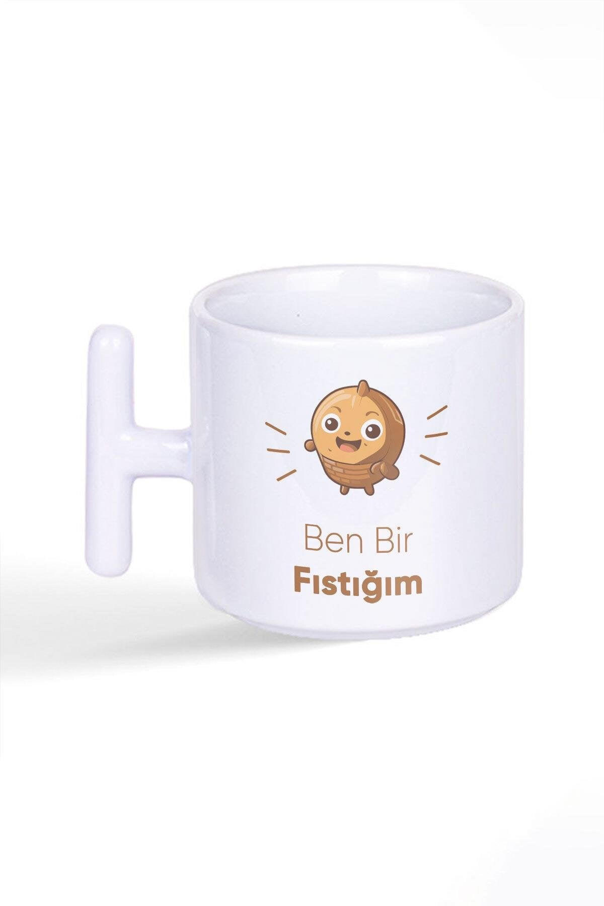 Ben Bir Fıstığım Sevimli Doğum Günü Sevgili Hediye Baskılı Latte Fincanı T Kulplu Kupa Bardak