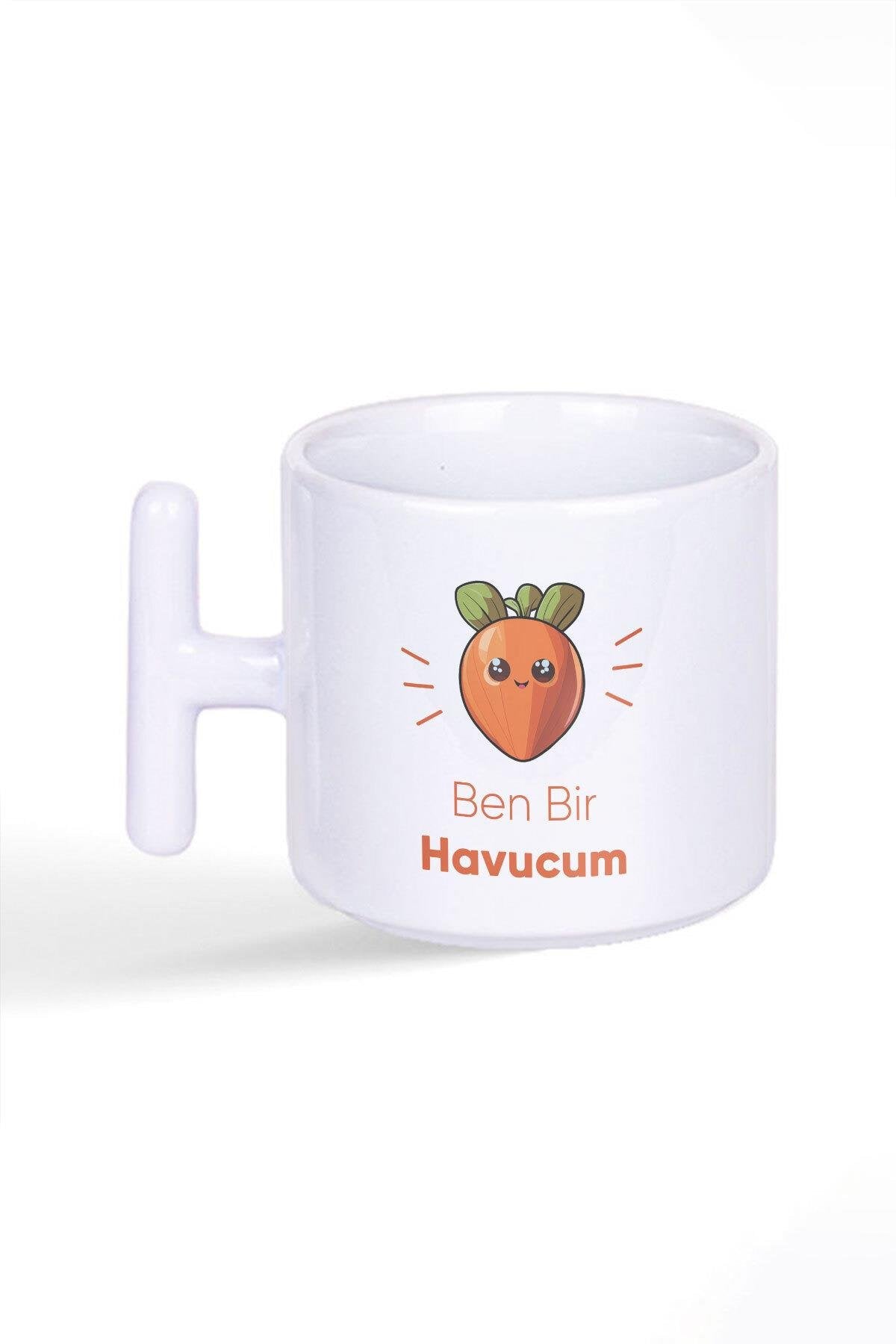 Ben Bir Havucum Sevimli Doğum Günü Hediye Baskılı Latte Fincanı T Kulplu Kupa Bardak