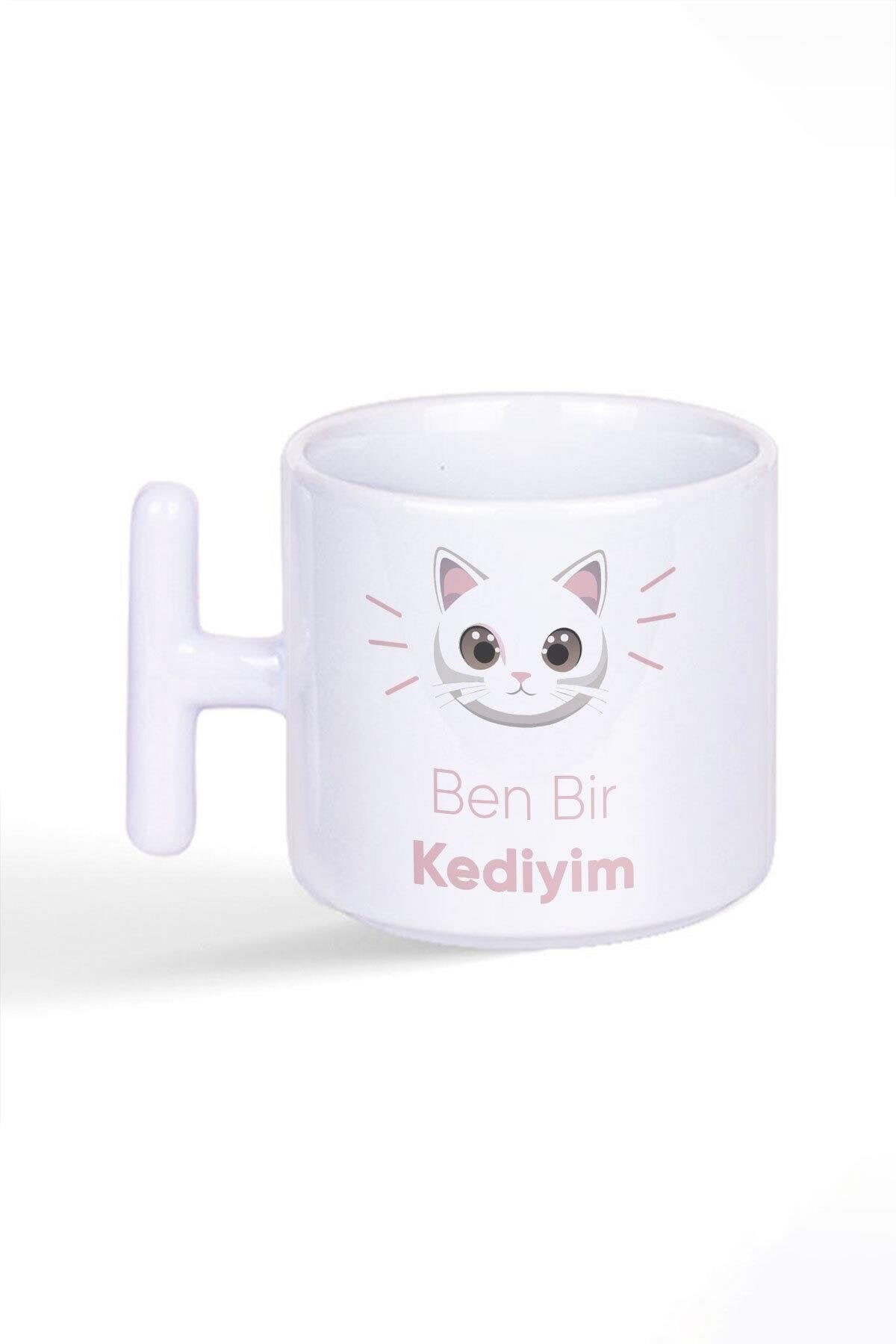 Ben Bir Kediyim Sevimli Doğum Günü Sevgili Baskılı Latte Fincanı T Kulplu Kupa Bardak
