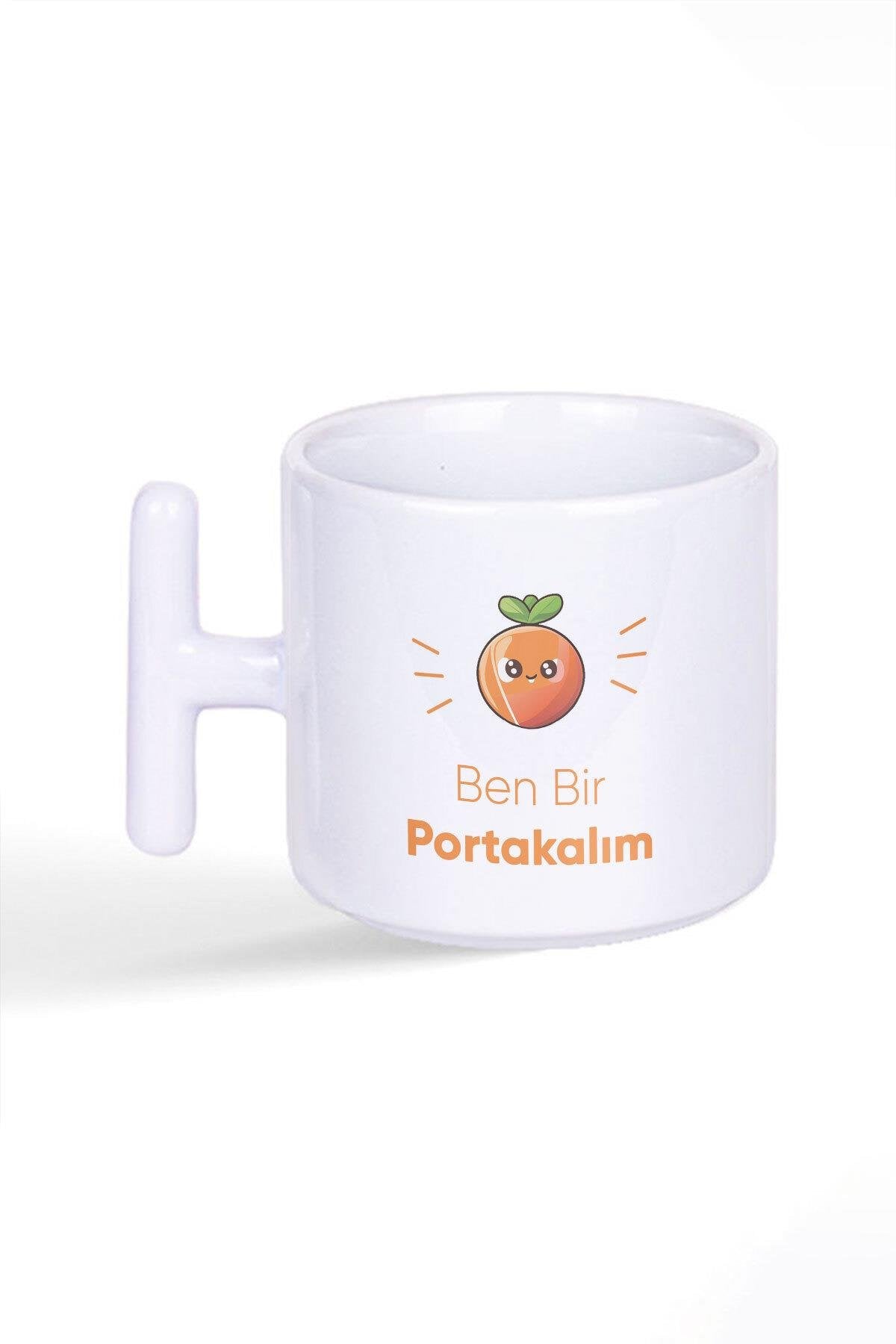 Ben Bir Portakalım Sevimli Doğum Günü Hediye Baskılı Latte Fincanı T Kulplu Kupa Bardak
