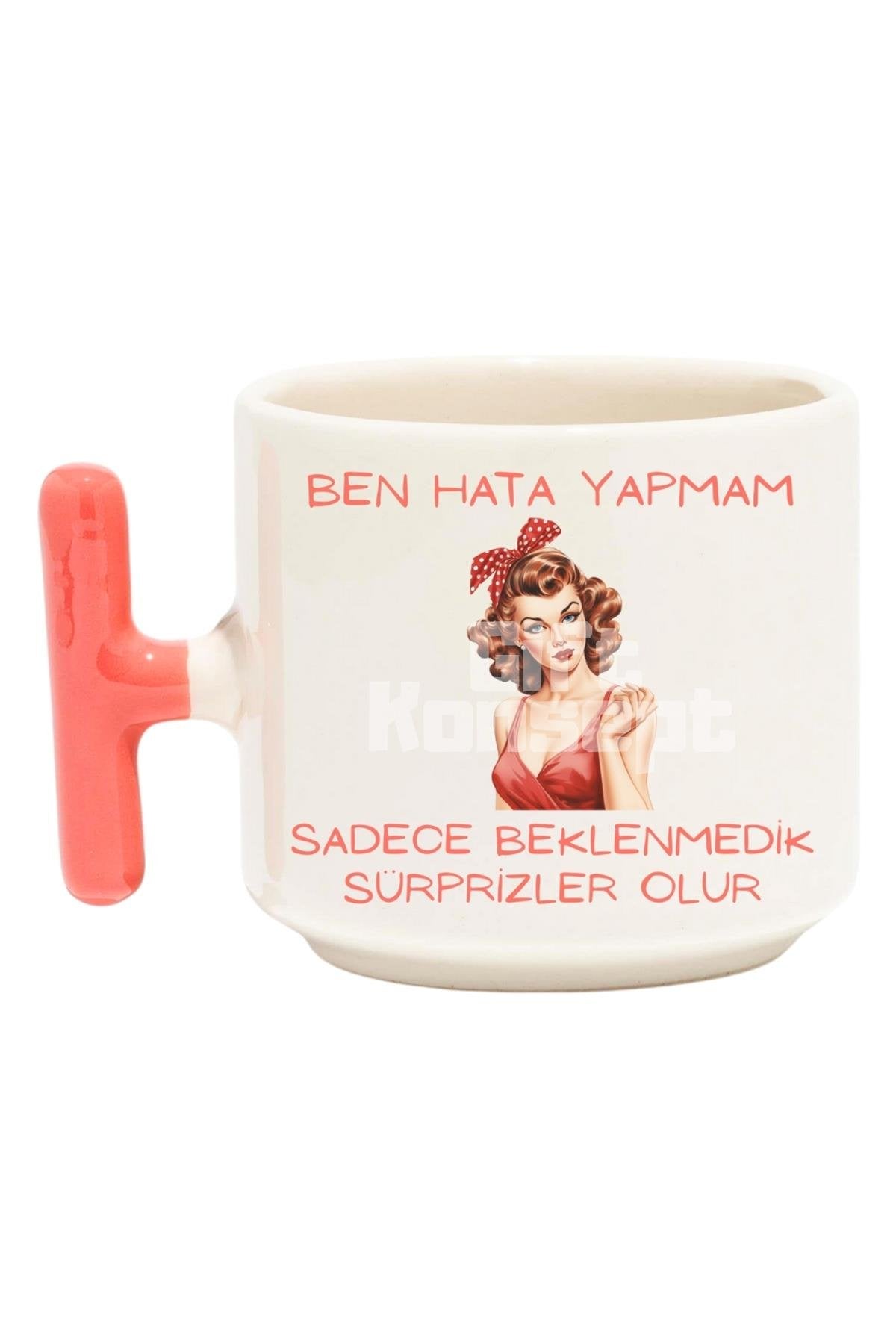 Ben Hata Yapmam Baskılı Komik Pembe T Kulp Latte Fincanı Kupa Bardak