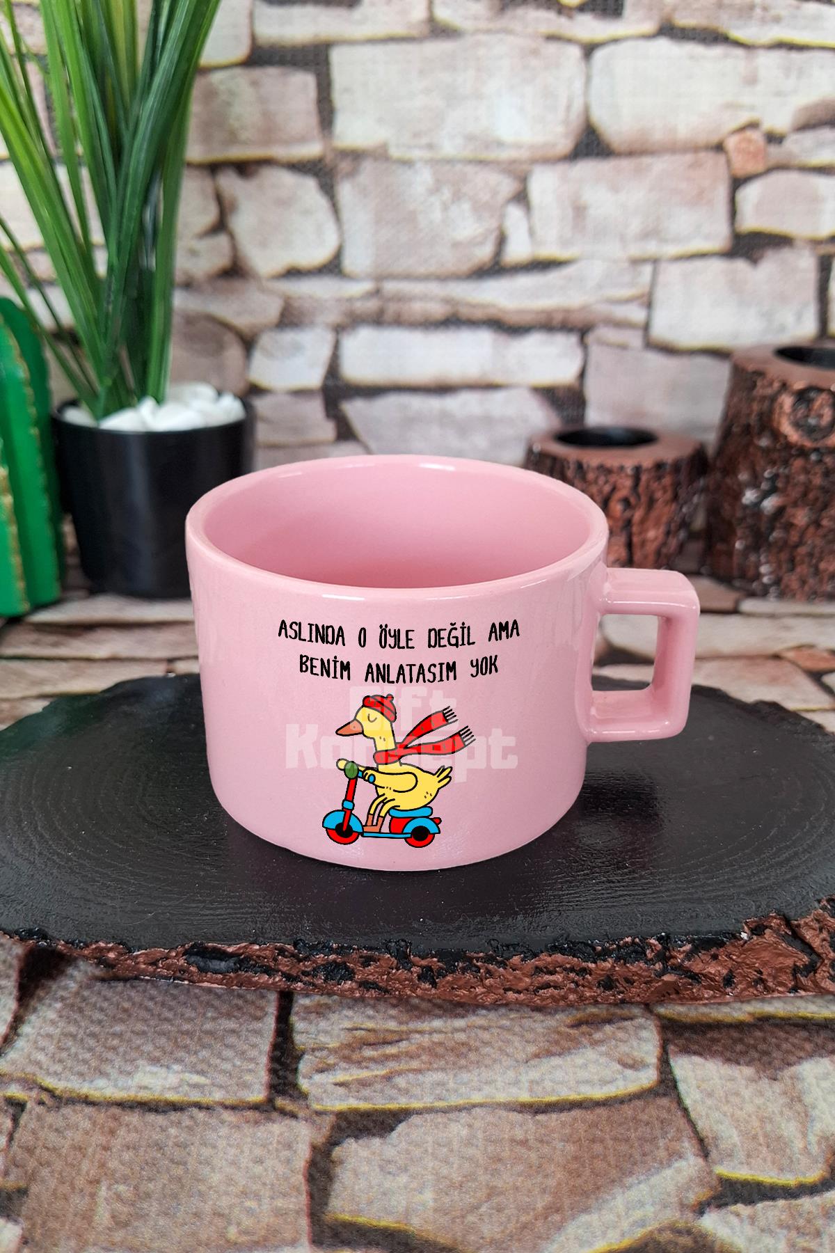 Benim Anlatasım Yok Komik Kare Kulplu Fincan Mavi Kupa Bardak