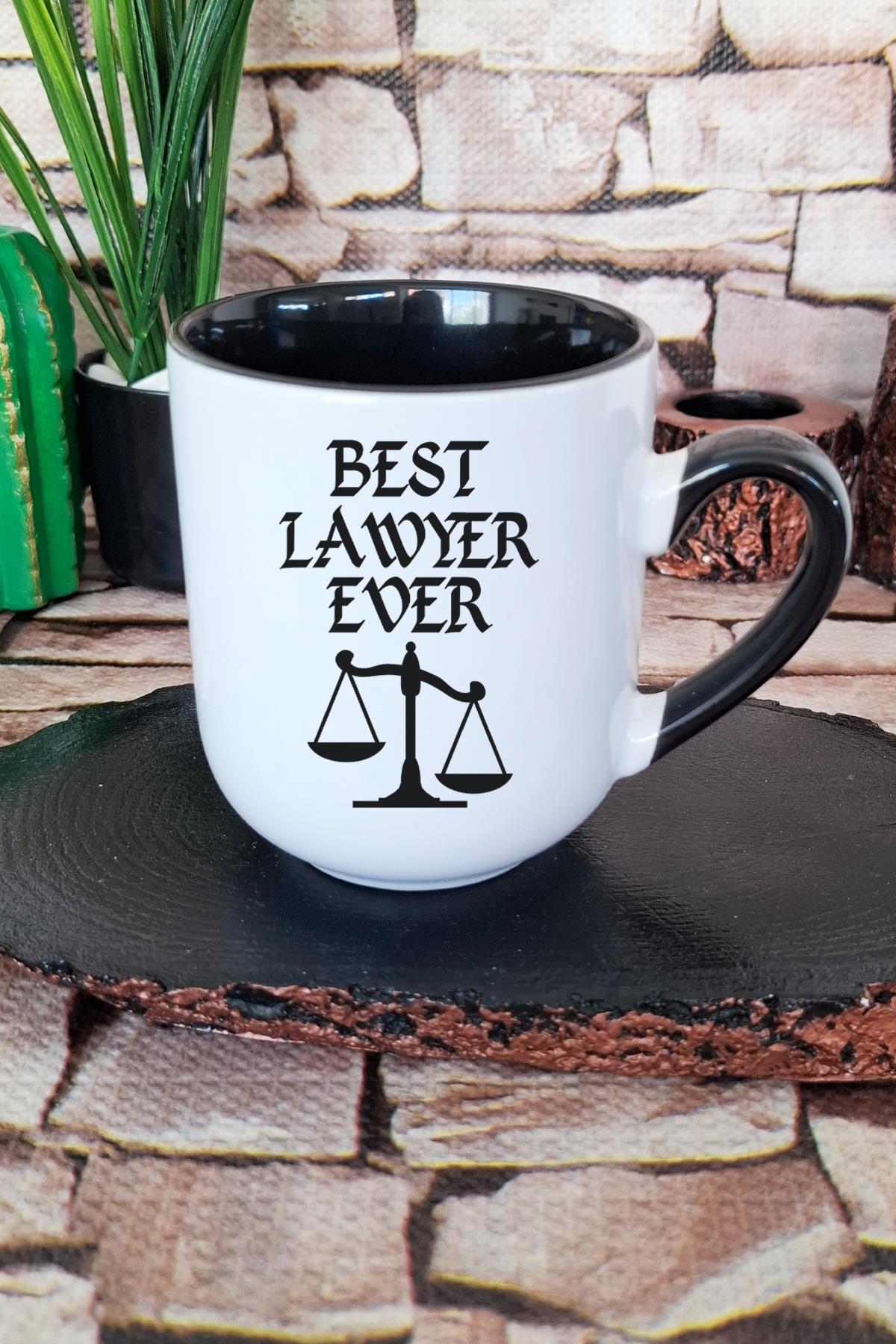 Best Lawyer Ever Avukat Baskılı İçi ve Kulpu Siyah Renkli Premium Kupa Bardak