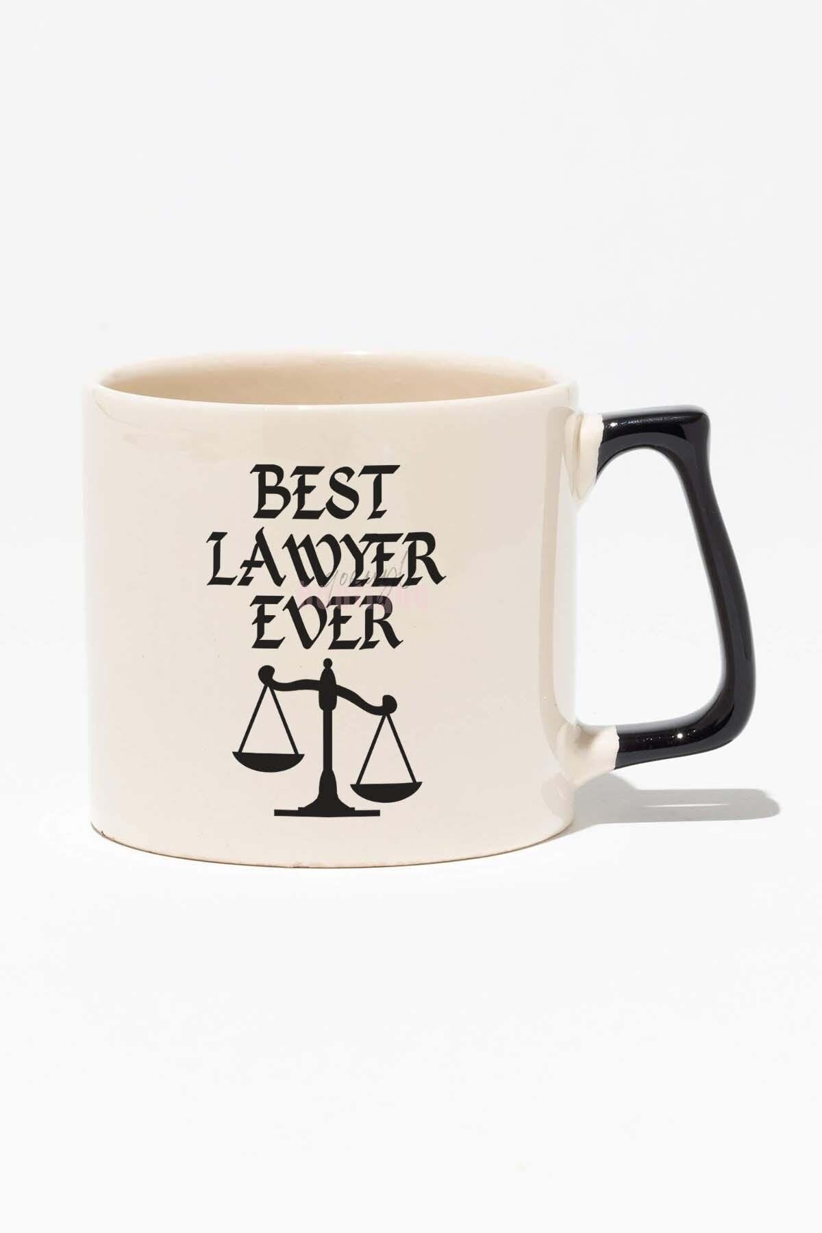 Best Lawyer Ever Avukat Baskılı Siyah Kulplu Modern Seramik Kupa