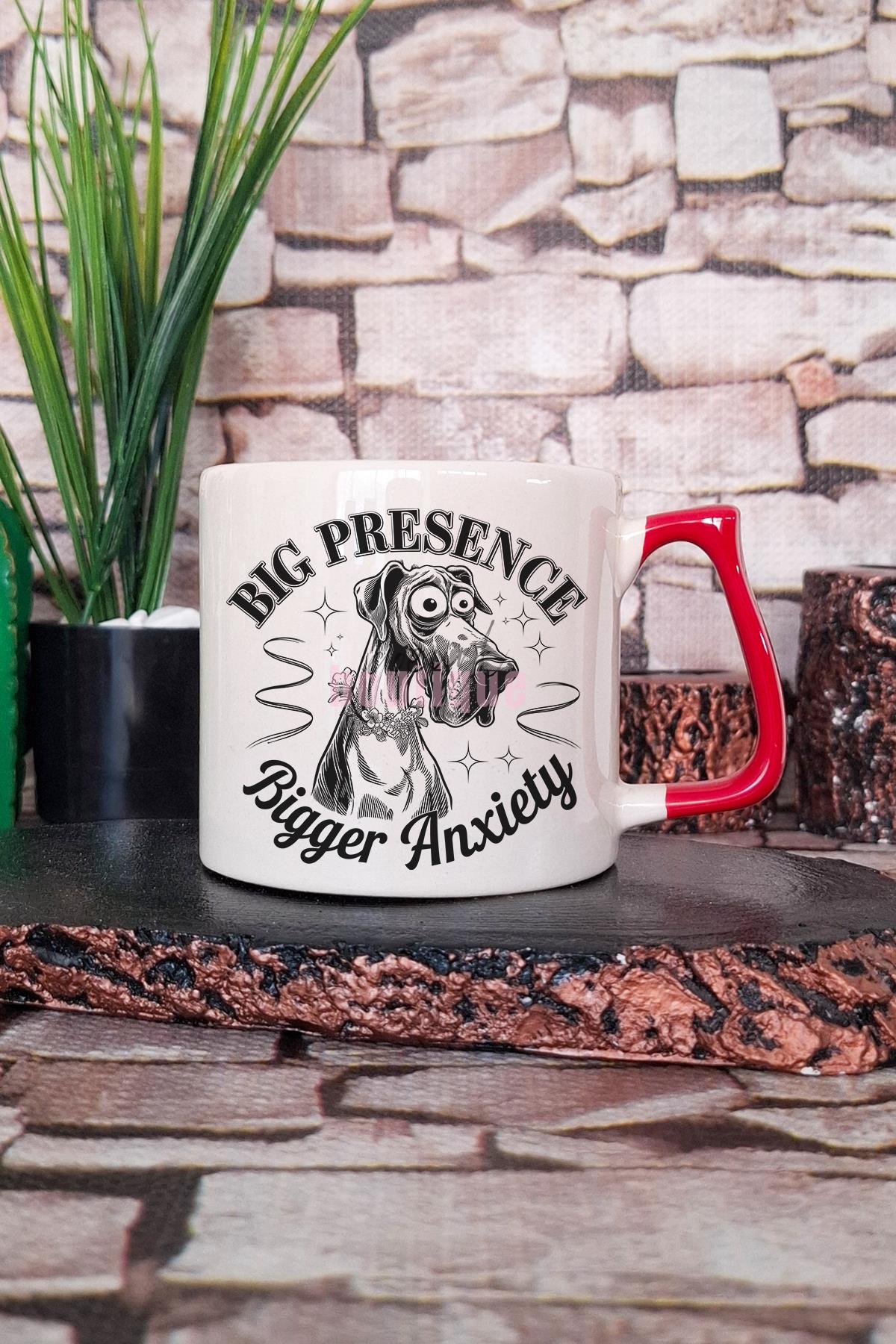 Big Presence Baskılı Komik Etkileyici Köpek Varlığı Hediyelik Kulplu Kupa Bardak