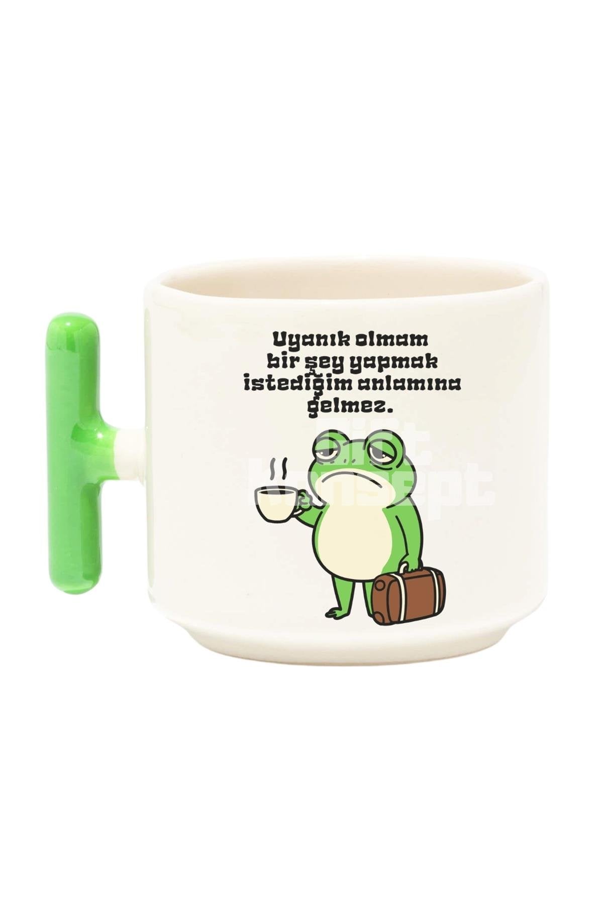 Bir Şey Yapmak İstediğim Anlamına Gelmez Baskılı Komik Yeşil T Kulp Latte Fincanı Kupa Bardak