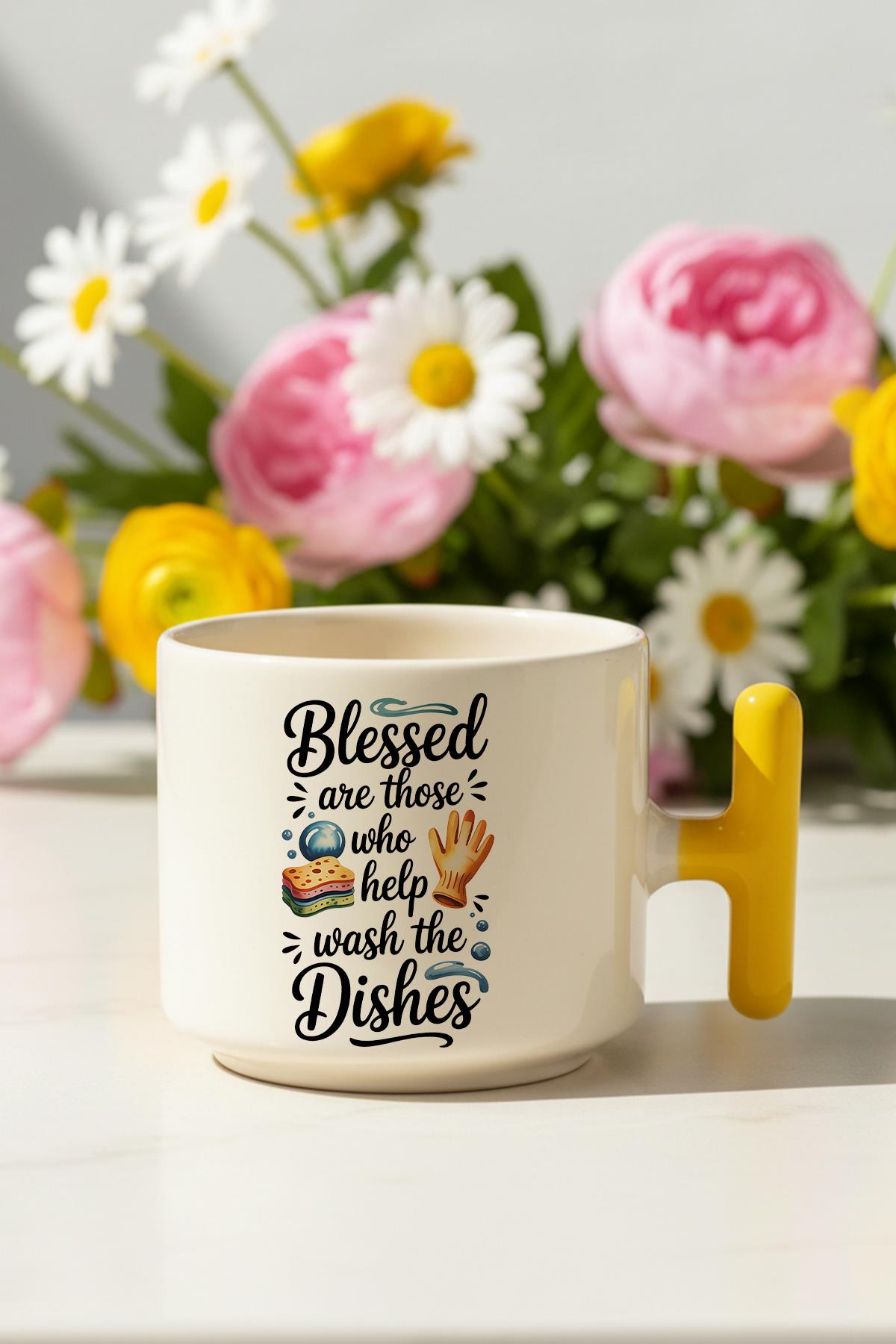 Blessed Are Those Who Baskılı Hediyelik T Kulplu Latte Fincanı Kupa Bardak