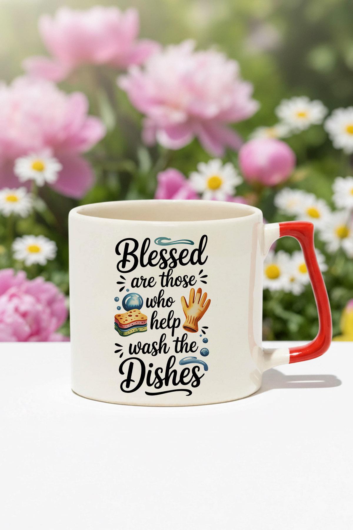 Blessed Are Those Who Baskılı Kırmızı D Kulplu Kupa Bardak