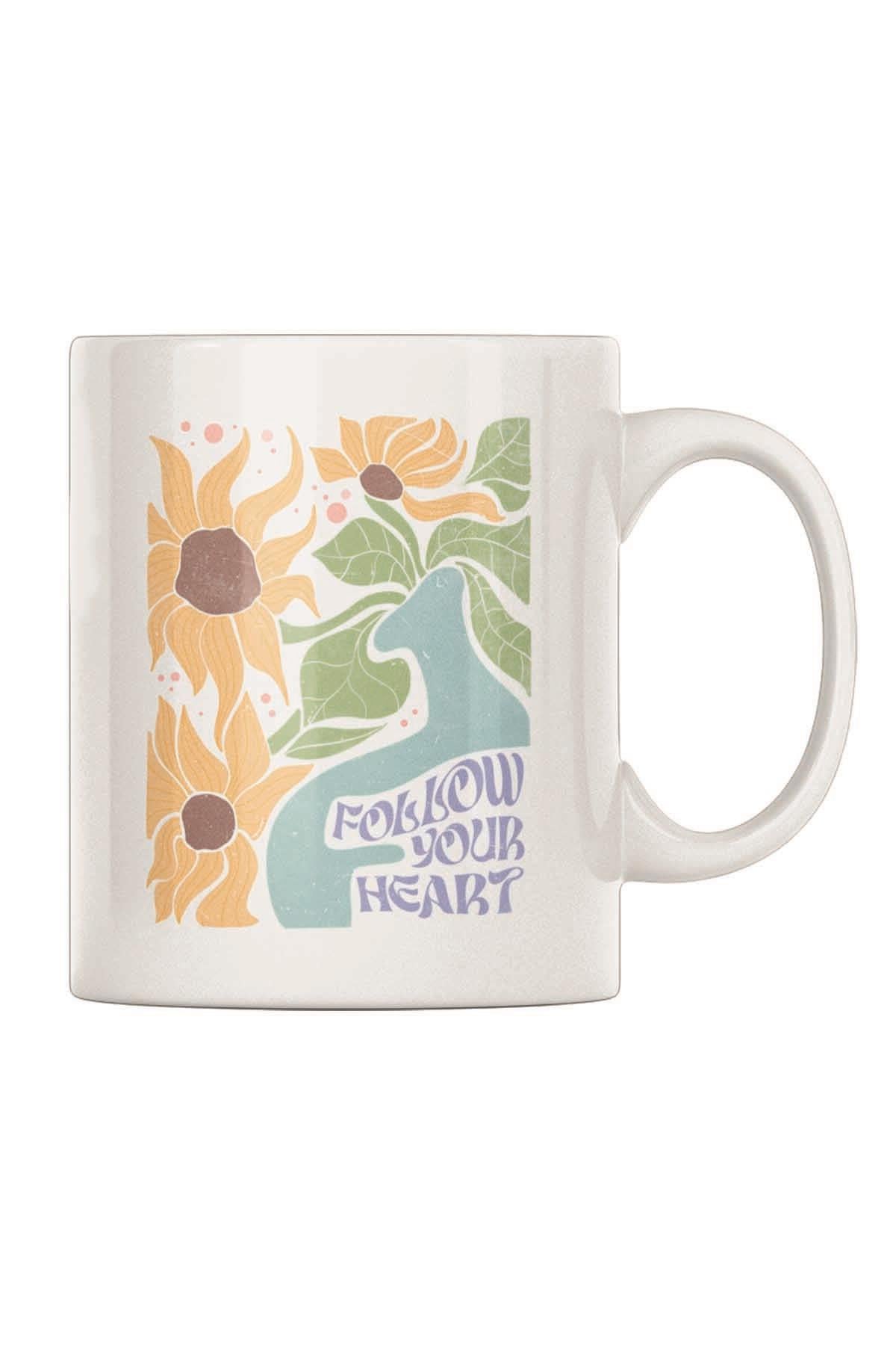 Boho Bohem Çiçek Desenli Motivasyon Temalı No:7 Baskılı Kupa Bardak