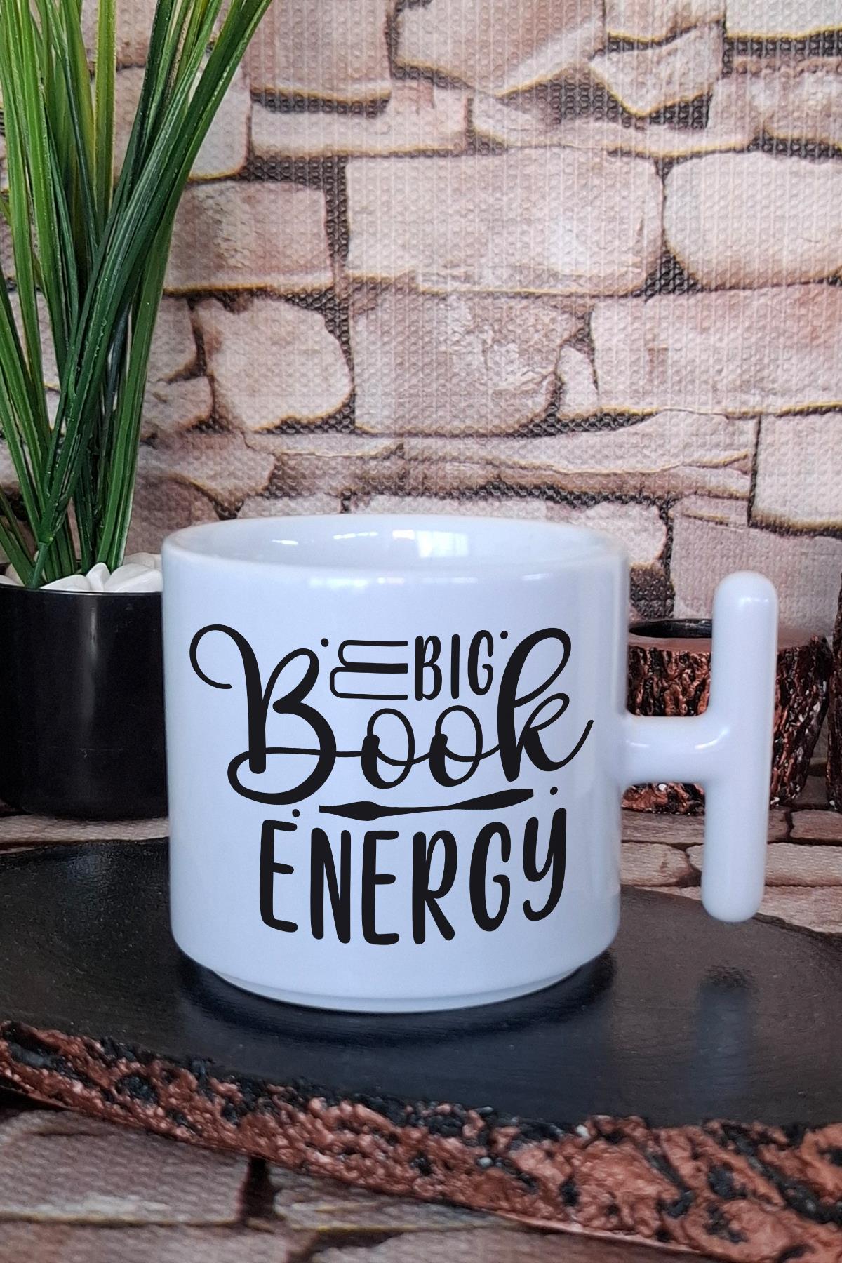 Book Energy Temalı Kitap Sever Gücü Hediyelik T Kulplu Latte Fincanı Kupa Bardak