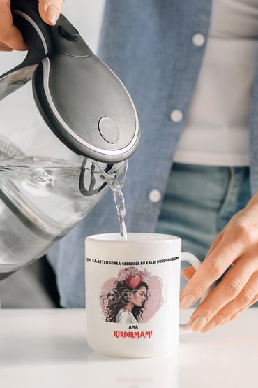 Bu Saatten Sonra Bu Kalbi Durdururum Ama Kırdırmam Baskılı Hediyelik Beyaz Kadın Kupa Bardak