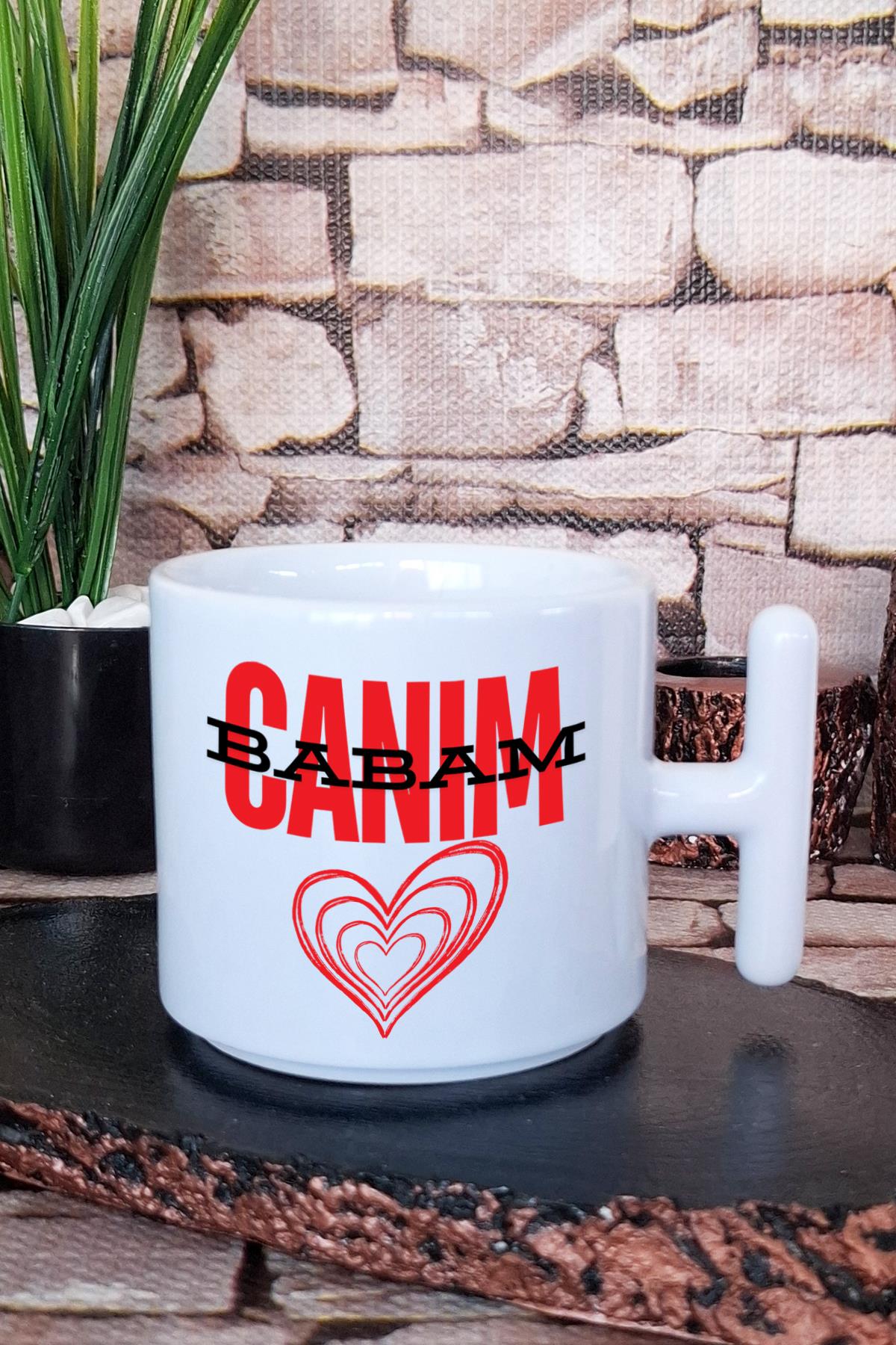 Canım Annem Baskılı T Kulplu Latte Fincanı Kupa Bardak