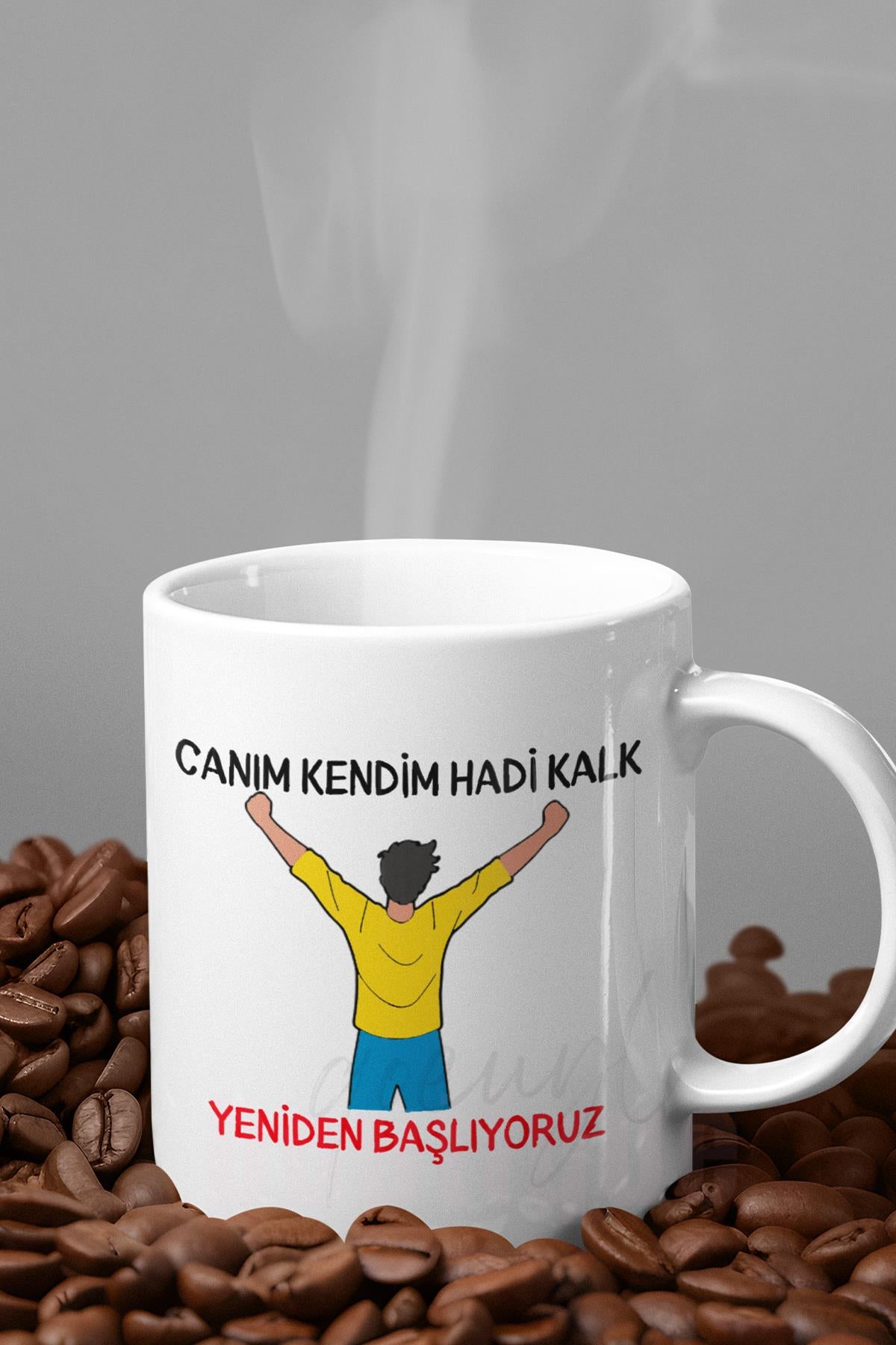 Canım Kendim Hadi Kalk Yeniden Başlıyoruz Baskılı Eğlenceli Hediyelik Motivasyon Kupa Bardak