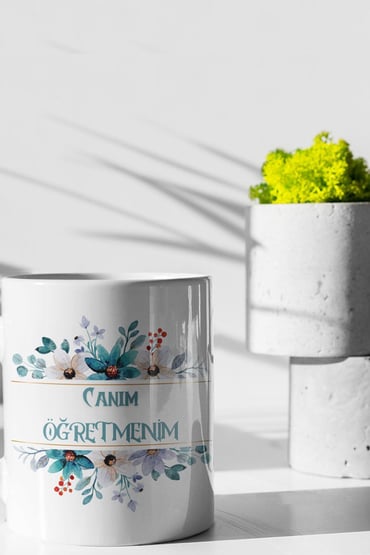 Canım Öğretmenim Baskılı Kutlama Kartı Hediyeli 24 Kasım Öğretmenler Günü Temalı Kupa Bardak