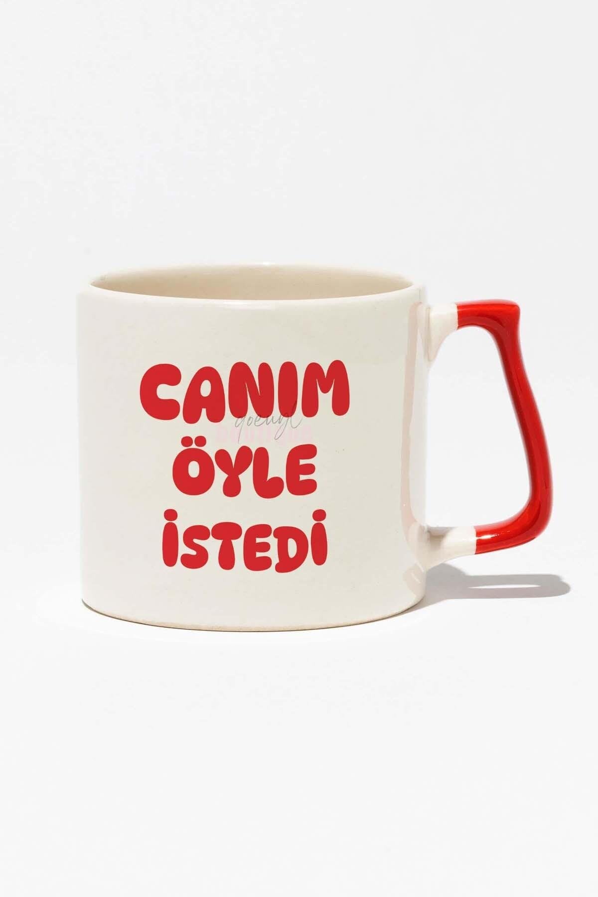 Canım Öyle İstedi Eğlenceli Hediyelik Baskılı Kırmızı Kulplu Modern Seramik Kupa