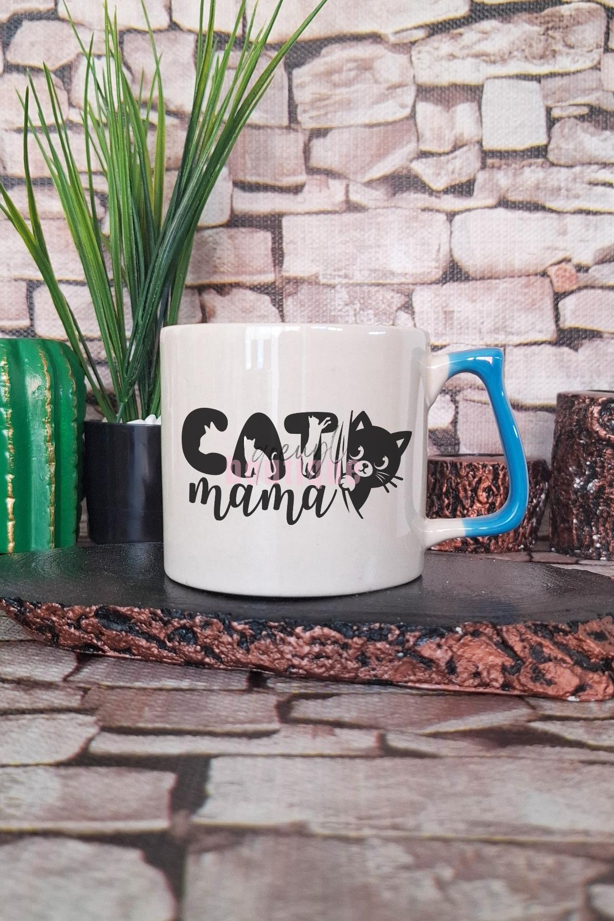 Cat Food Temalı Komik Kedisever Kedi Maması Hediyelik Kulplu Kupa Bardak