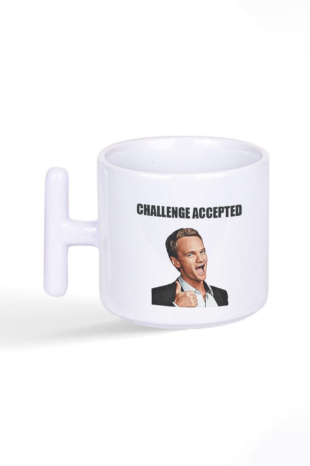 Challenge Accepted Barney Stinson Baskılı Latte Fincanı T Kulplu Kupa Bardak