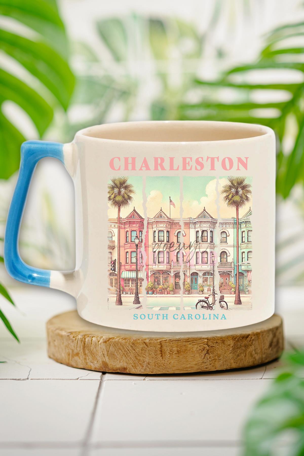 Charleston Summer Trip Baskılı Yaz Tatili Şehir Turu Hediyelik Kulplu Kupa Bardak