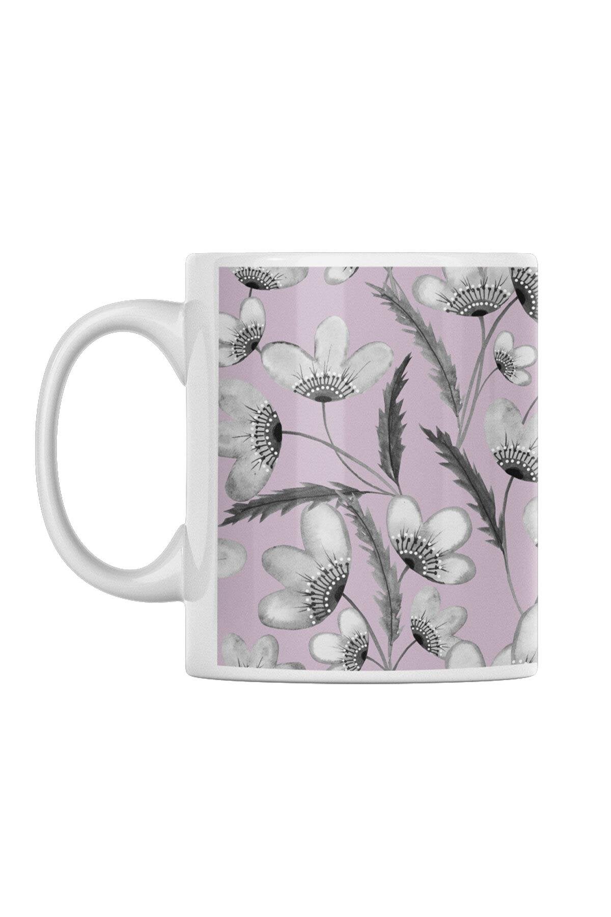 Çiçek Desenli Vintage No:1 Baskılı Kupa Bardak