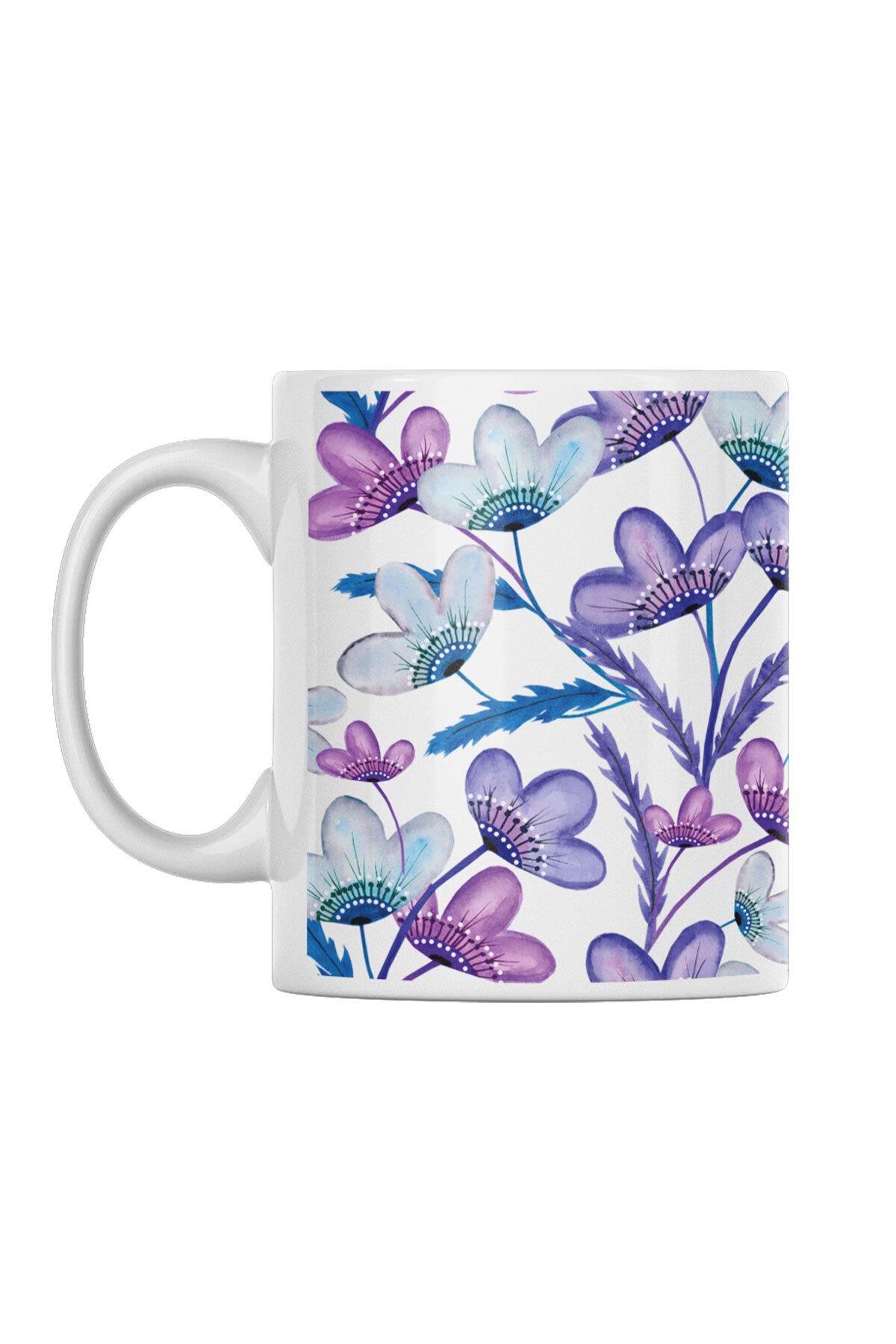 Çiçek Desenli Vintage No:2 Baskılı Kupa Bardak