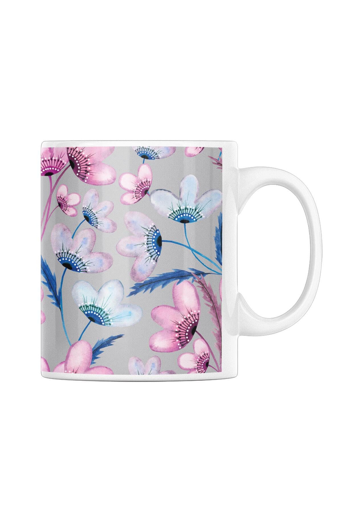 Çiçek Desenli Vintage No:4 Baskılı Kupa Bardak