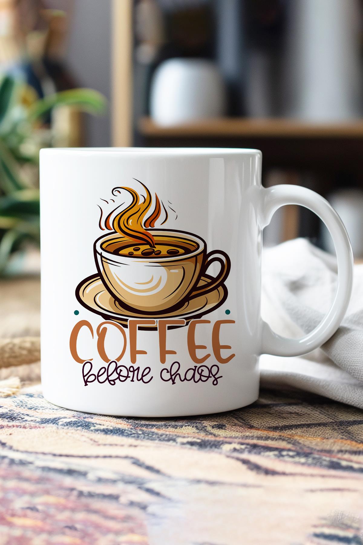 Coffee Before Chaos Baskılı Hediyelik Kupa Bardak