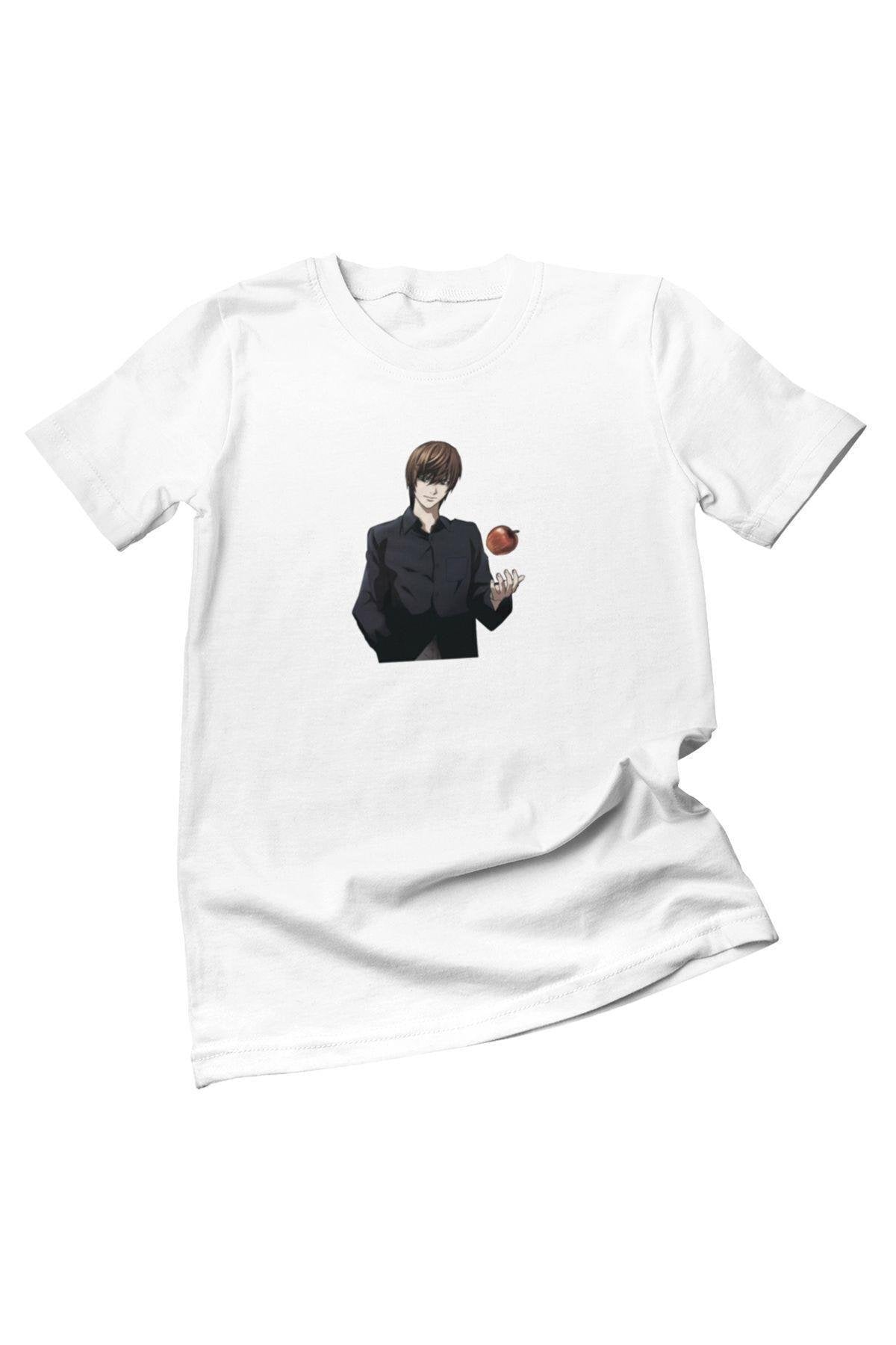 Death Note Anime Manga Baskılı Doğum Günü Hediyelik Eğlenceli Beyaz Unisex T-Shirt