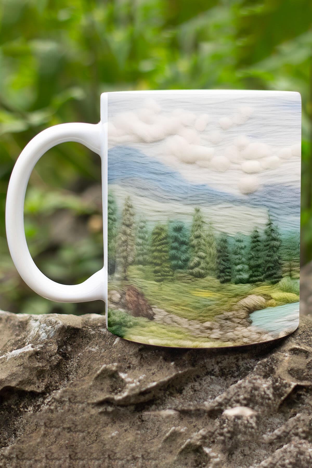 Deniz Kızı Okyanus 3D Tasarım Görünümlü Baskılı Kupa Bardak Mug