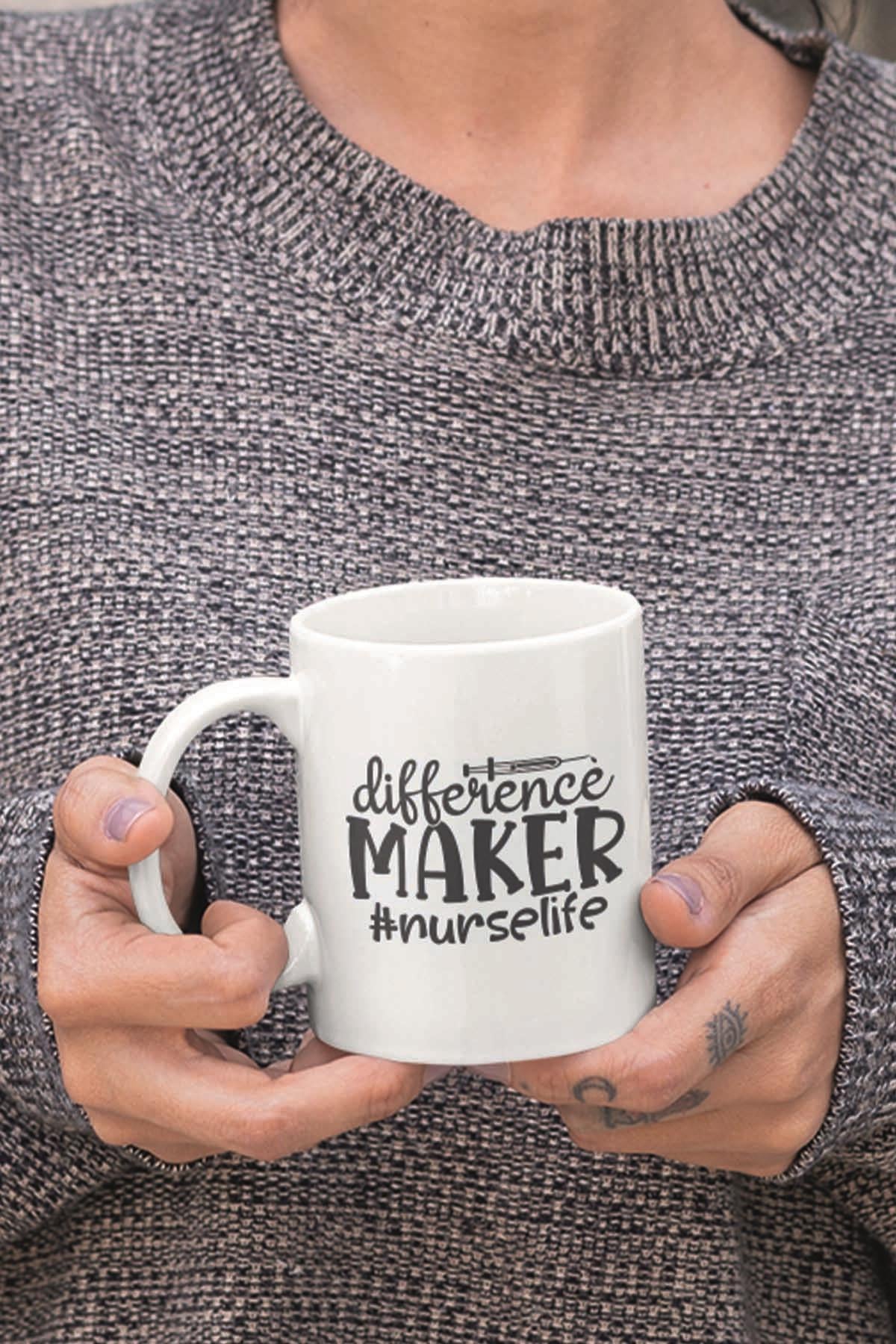 Difference Maker Nurse Life Hemşire Hediyelik Baskılı Kupa Bardak