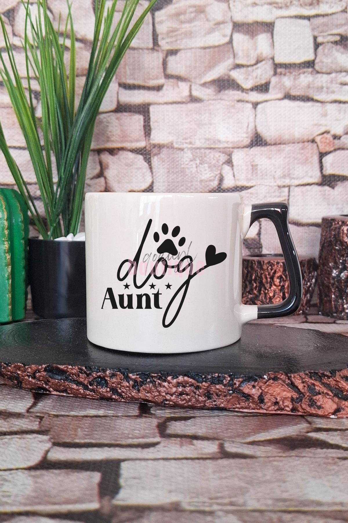 Dog Aunt Baskılı Köpek Seven Hala Teyze Hediyelik Kulplu Kupa Bardak