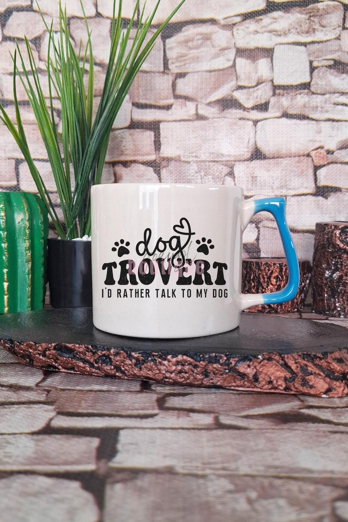 Dog Trovert Baskılı Köpeksever Şık Tasarım Hediyelik Kulplu Kupa Bardak