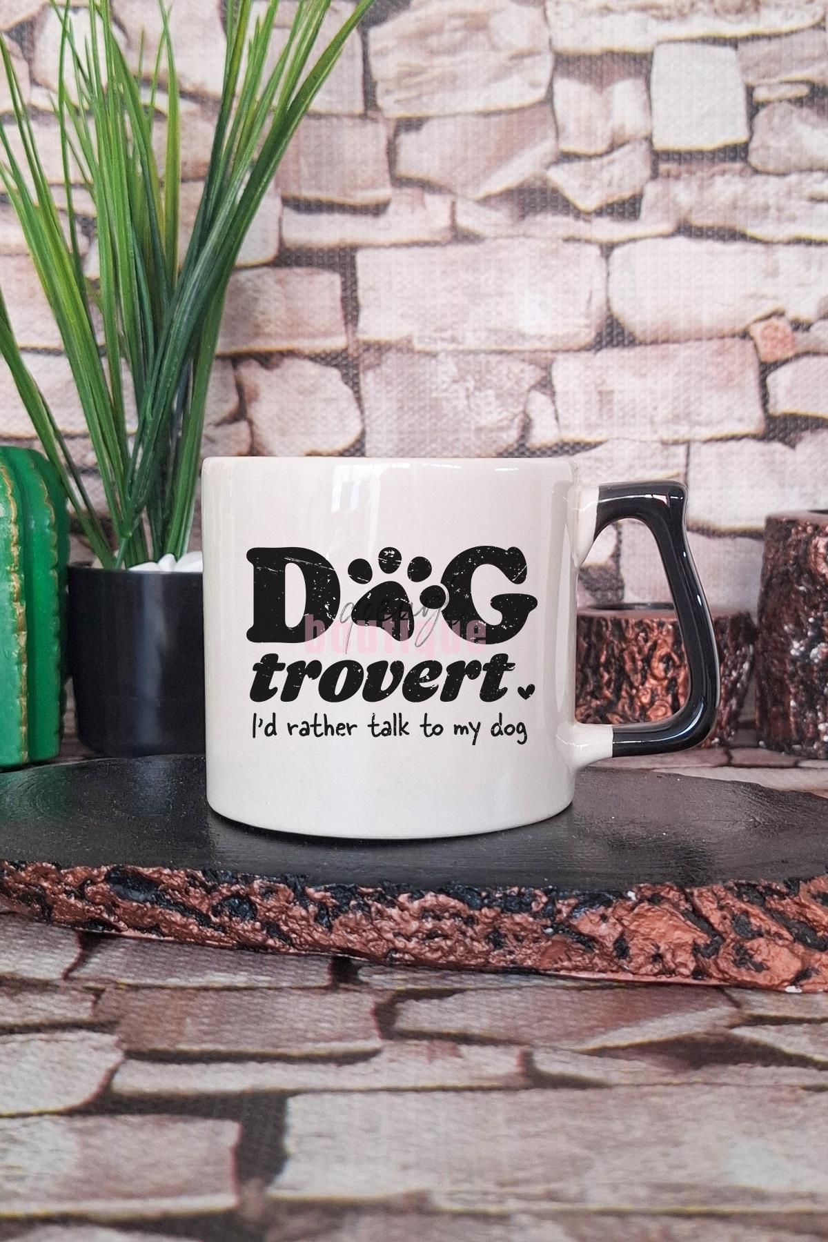 Dogtrovert Baskılı Komik Köpek Yazım Hatası Esprisi Köpeksever Hediyelik Kulplu Kupa Bardak